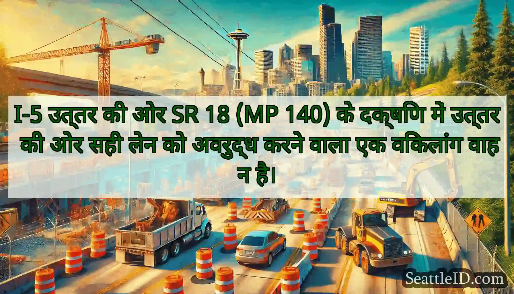 I-5 उत्तर की ओर SR 18 (MP 140) के दक्षिण में
