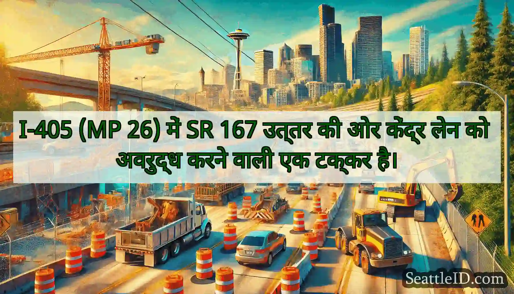 I-405 (MP 26) में SR 167 उत्तर की ओर केंद्र लेन