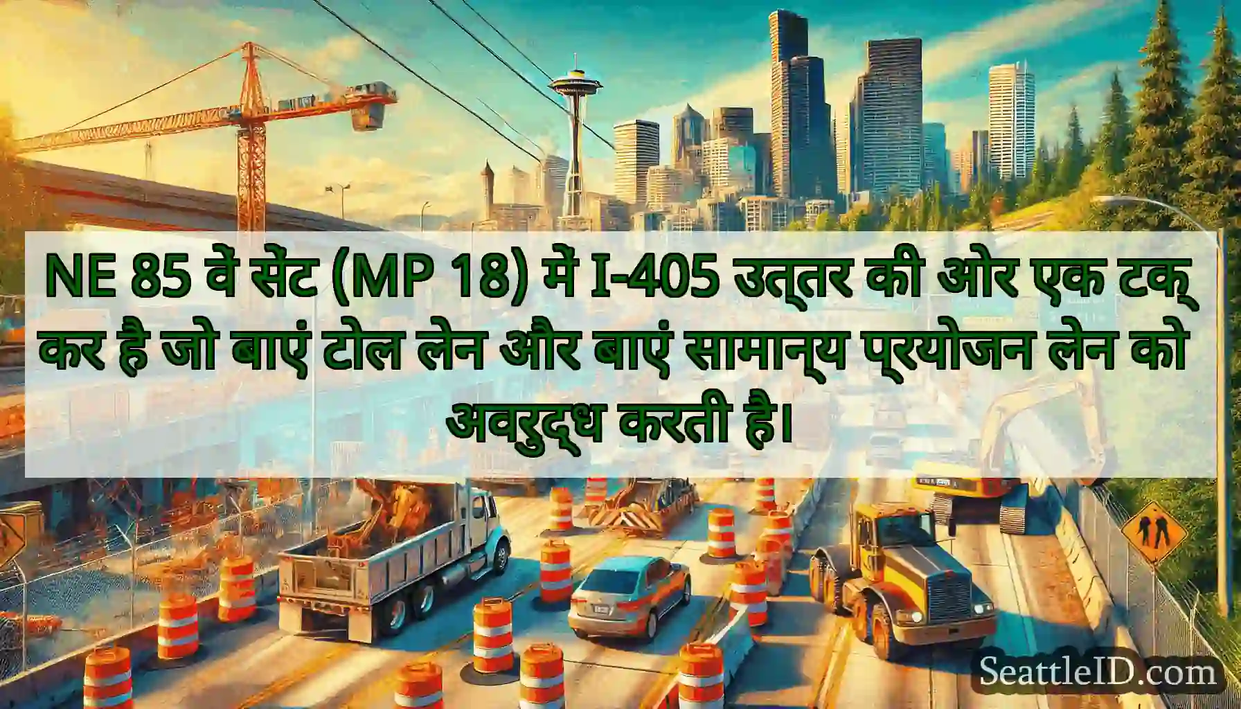 NE 85 वें सेंट (MP 18) में I-405 उत्तर की ओर एक