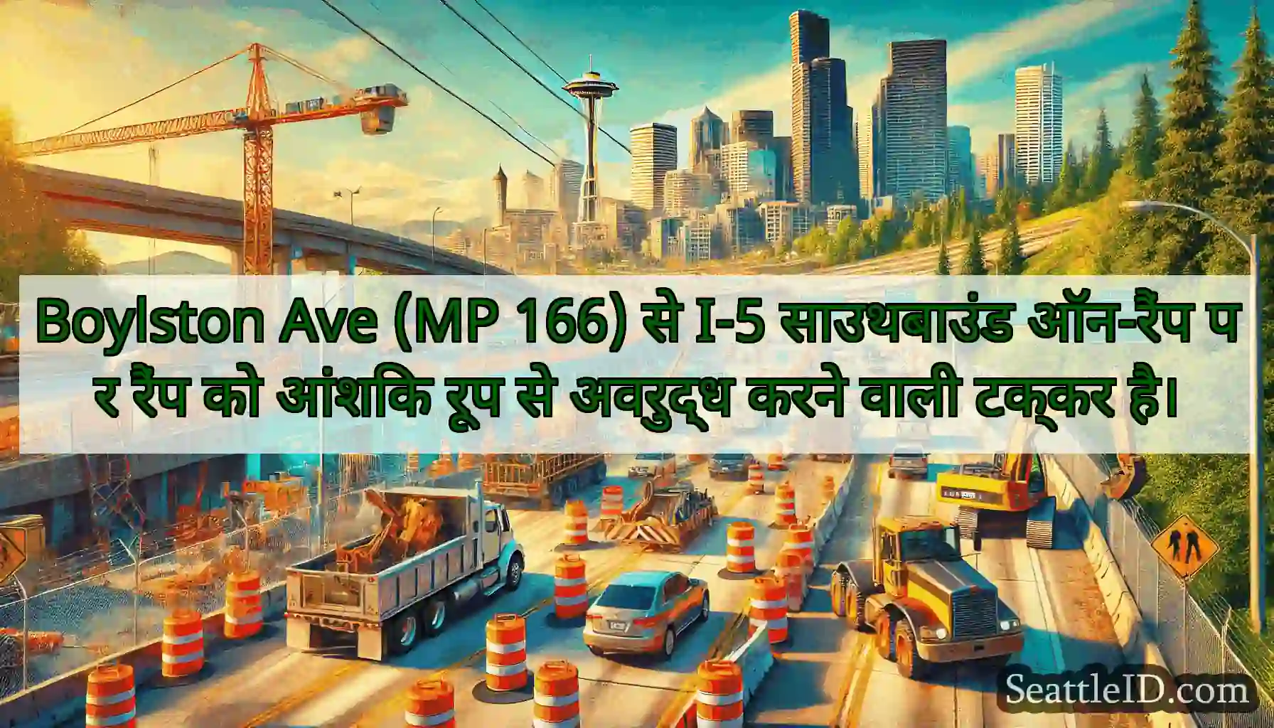 Boylston Ave (MP 166) से I-5 साउथबाउंड ऑन-रैंप पर