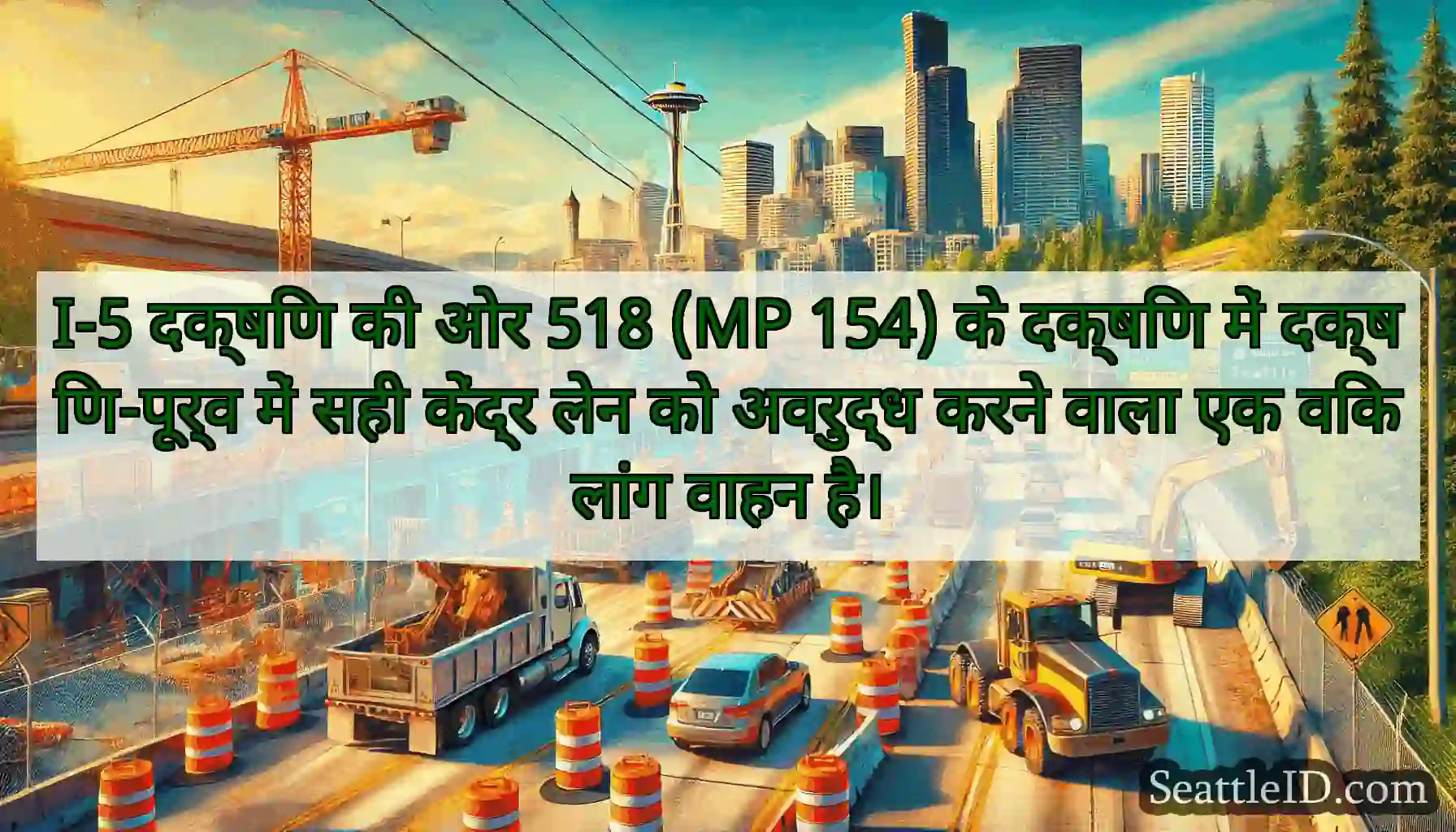 I-5 दक्षिण की ओर 518 (MP 154) के दक्षिण में