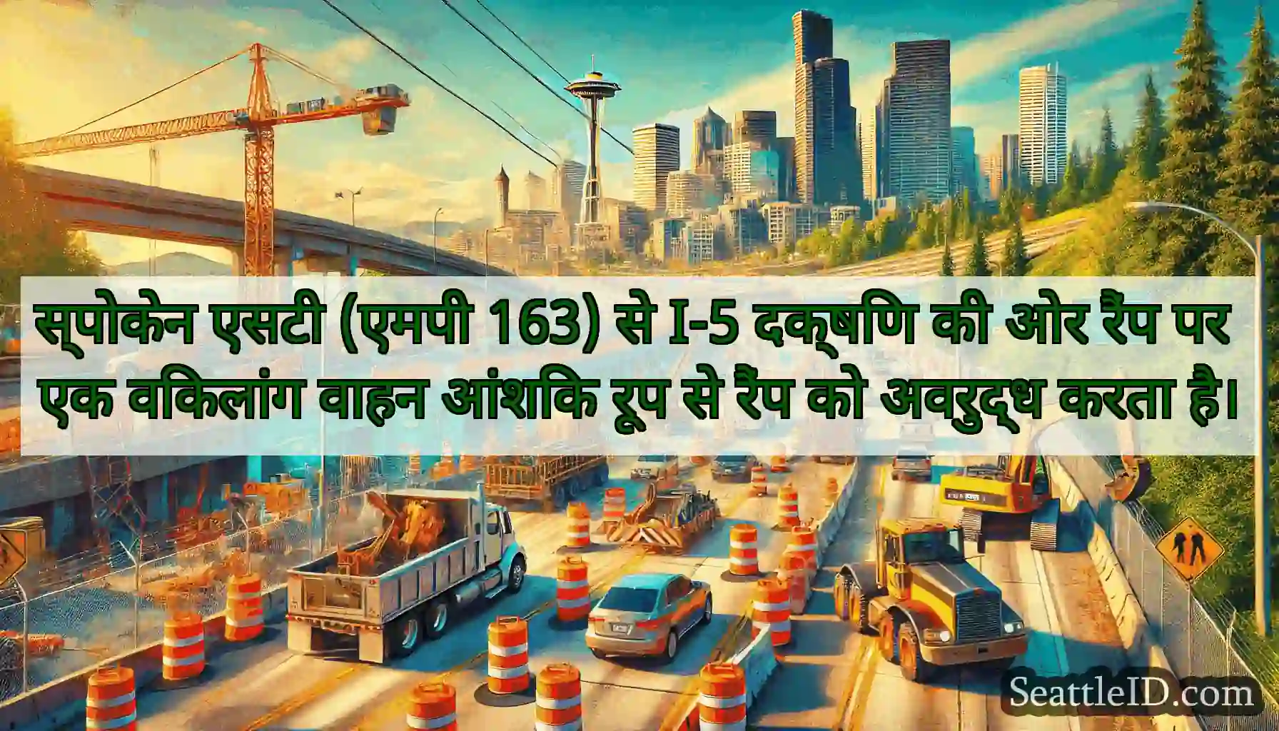 स्पोकेन एसटी (एमपी 163) से I-5 दक्षिण की ओर रैंप