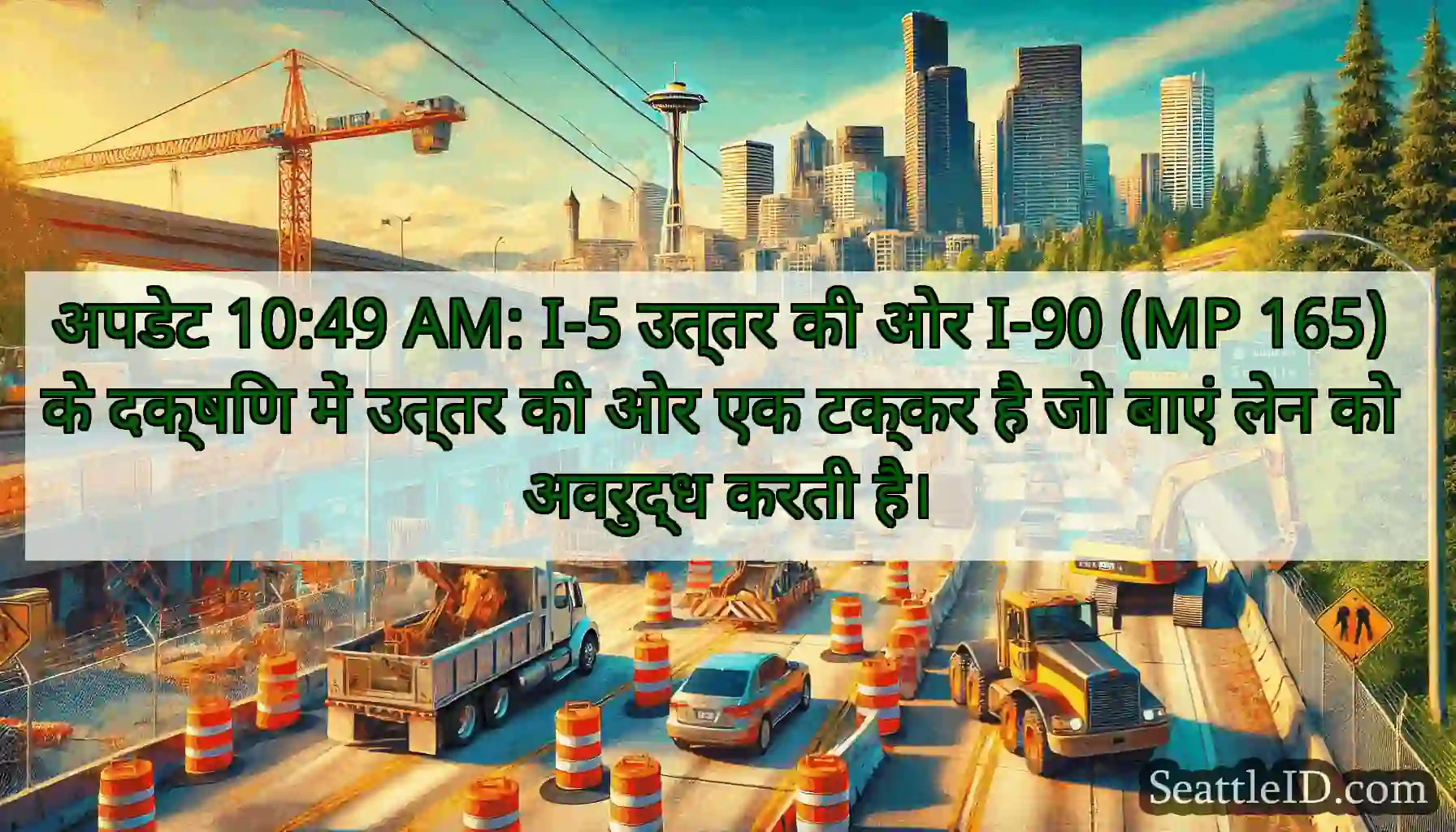 अपडेट 10:49 AM: I-5 उत्तर की ओर I-90 (MP 165) के