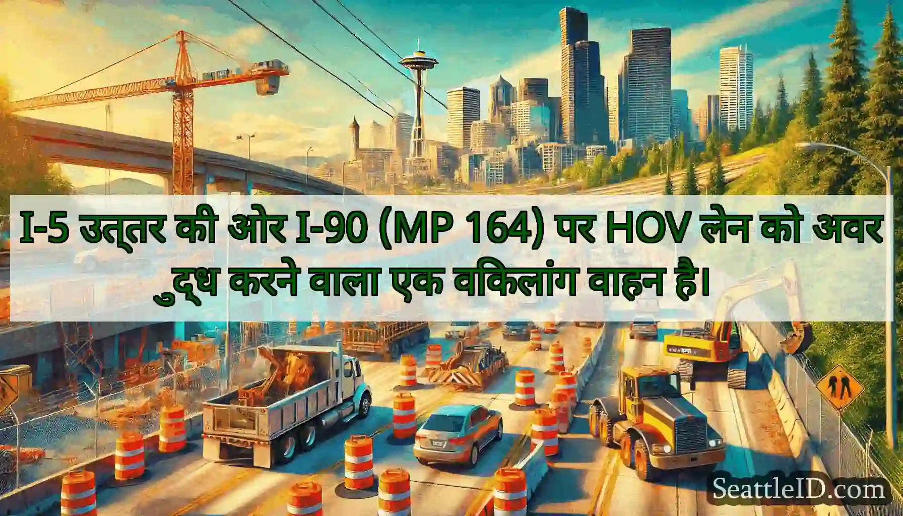 I-5 उत्तर की ओर I-90 (MP 164) पर HOV लेन को