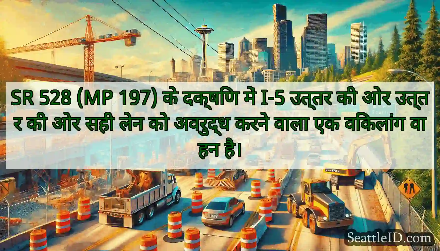 SR 528 (MP 197) के दक्षिण में I-5 उत्तर की ओर