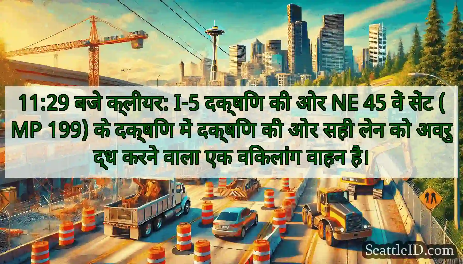 11:29 बजे क्लीयर: I-5 दक्षिण की ओर NE 45 वें सेंट