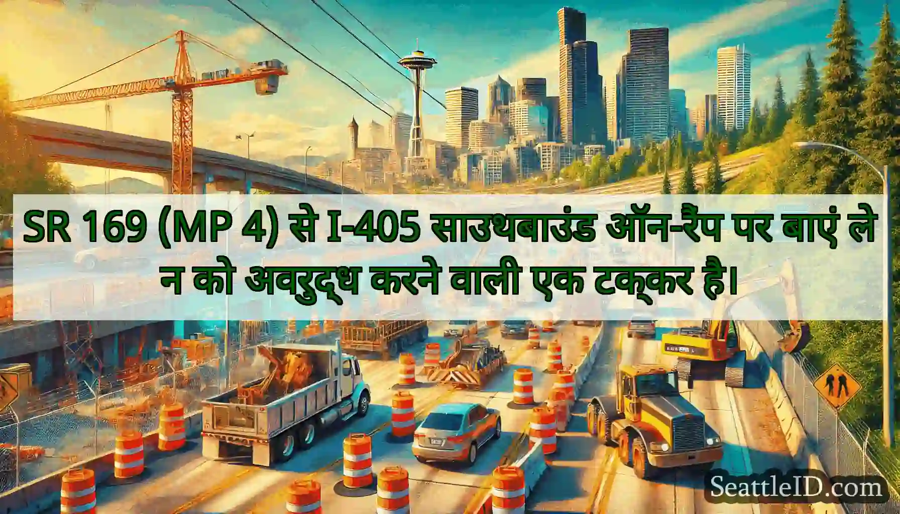 SR 169 (MP 4) से I-405 साउथबाउंड ऑन-रैंप पर बाएं