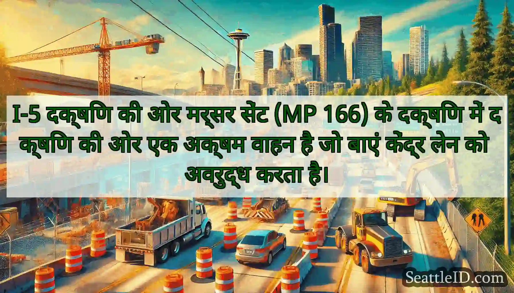 I-5 दक्षिण की ओर मर्सर सेंट (MP 166) के दक्षिण