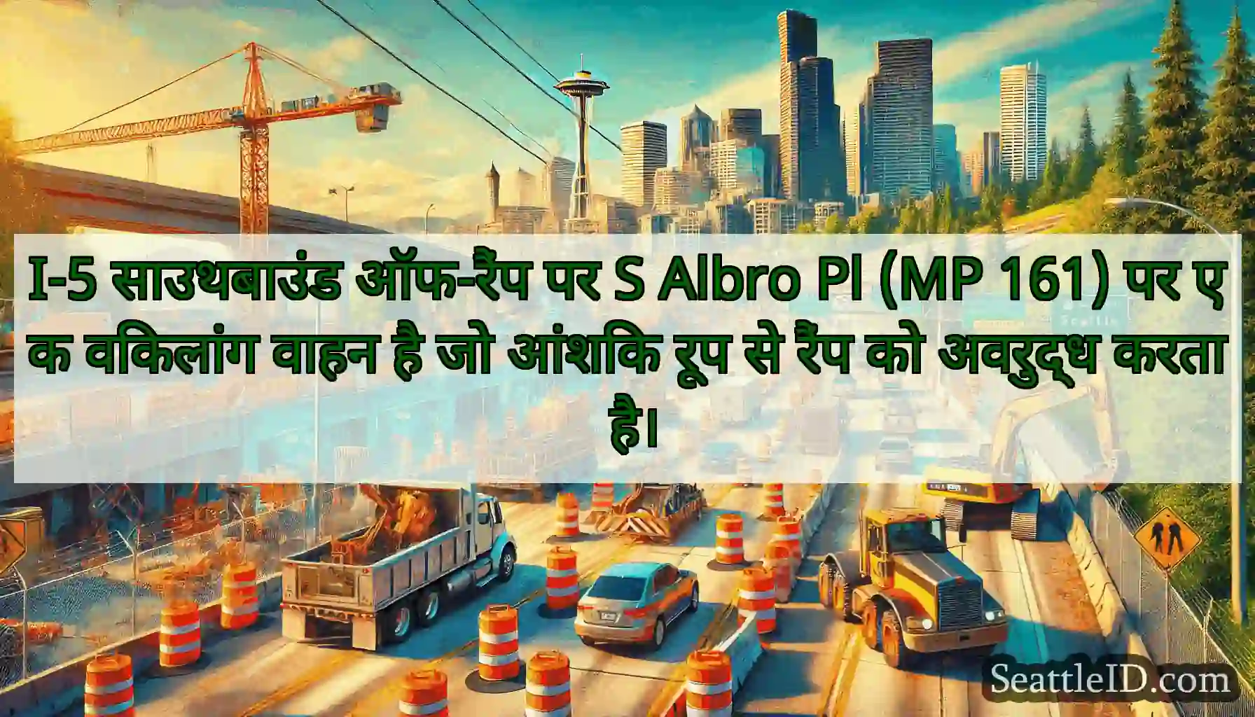 I-5 साउथबाउंड ऑफ-रैंप पर S Albro Pl (MP 161) पर