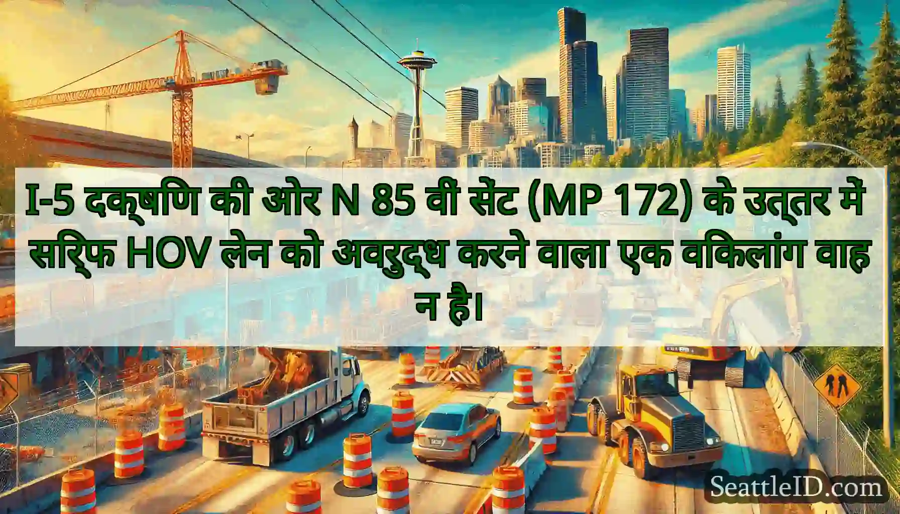 I-5 दक्षिण की ओर N 85 वीं सेंट (MP 172) के उत्तर