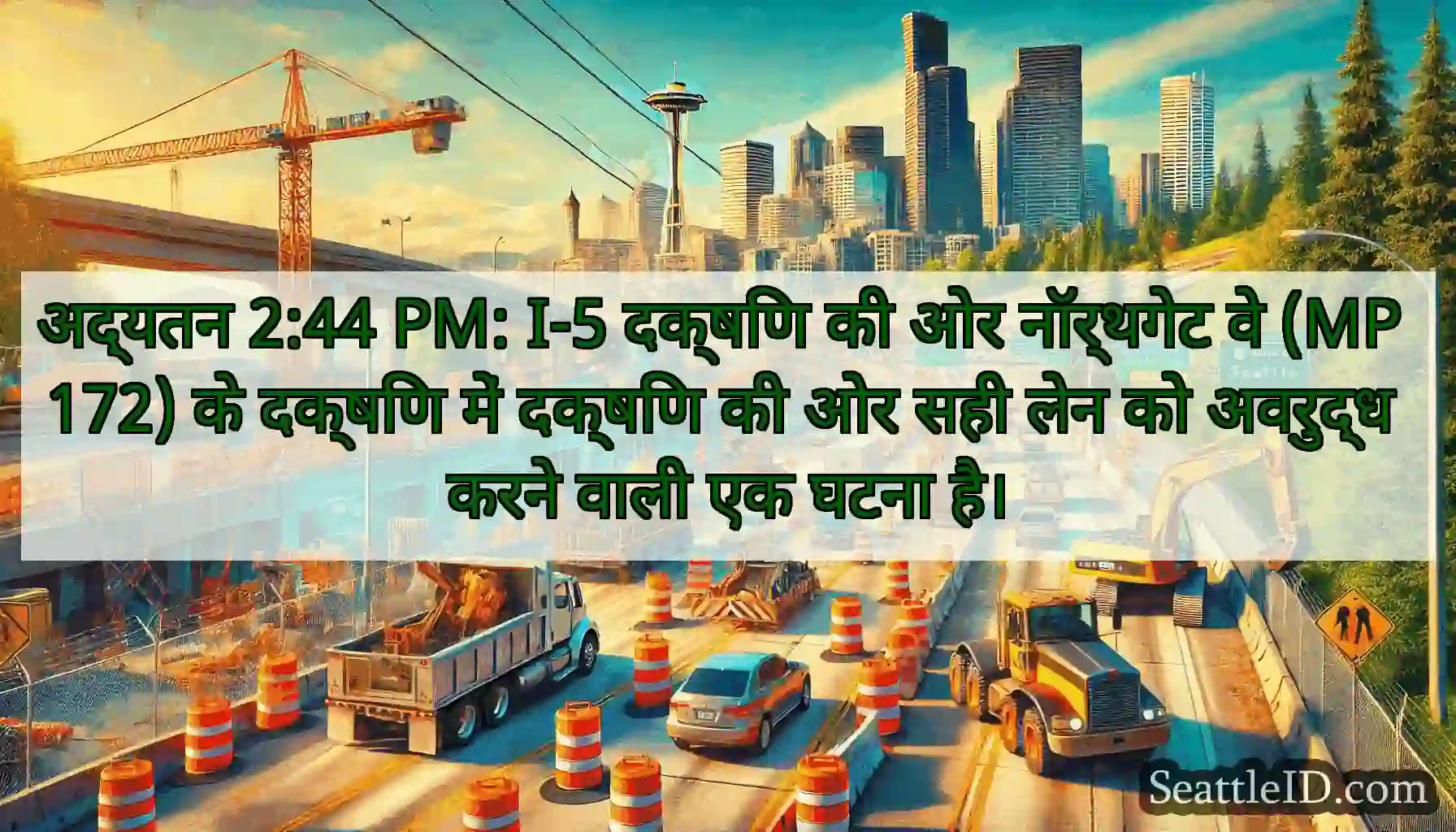अद्यतन 2:44 PM: I-5 दक्षिण की ओर नॉर्थगेट वे (MP