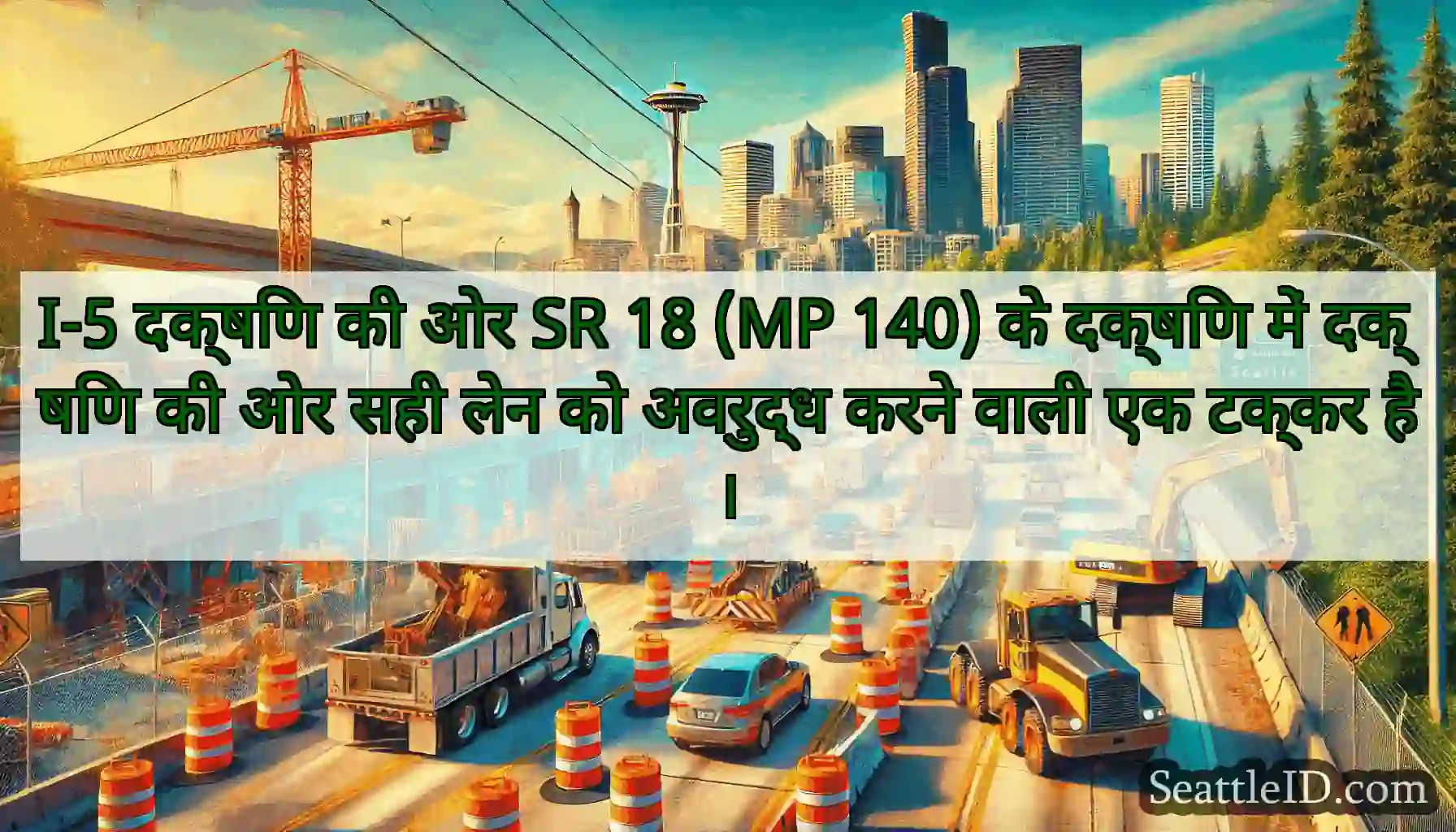 I-5 दक्षिण की ओर SR 18 (MP 140) के दक्षिण में