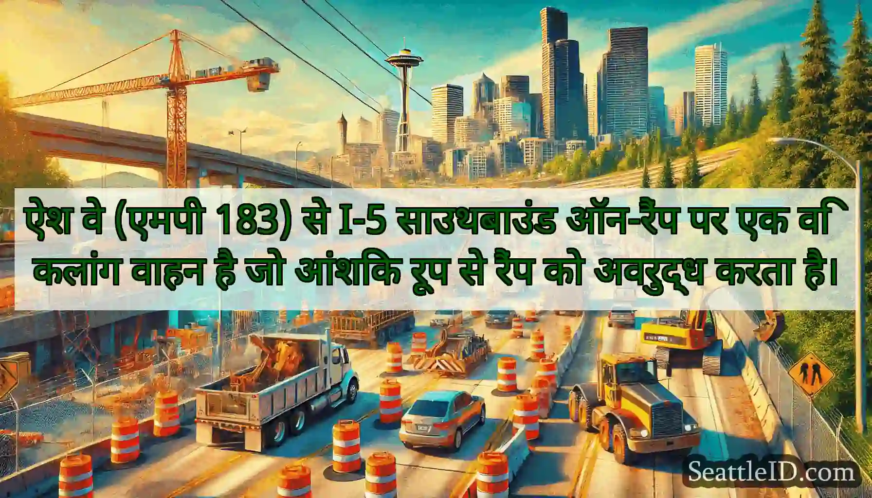 ऐश वे (एमपी 183) से I-5 साउथबाउंड ऑन-रैंप पर एक