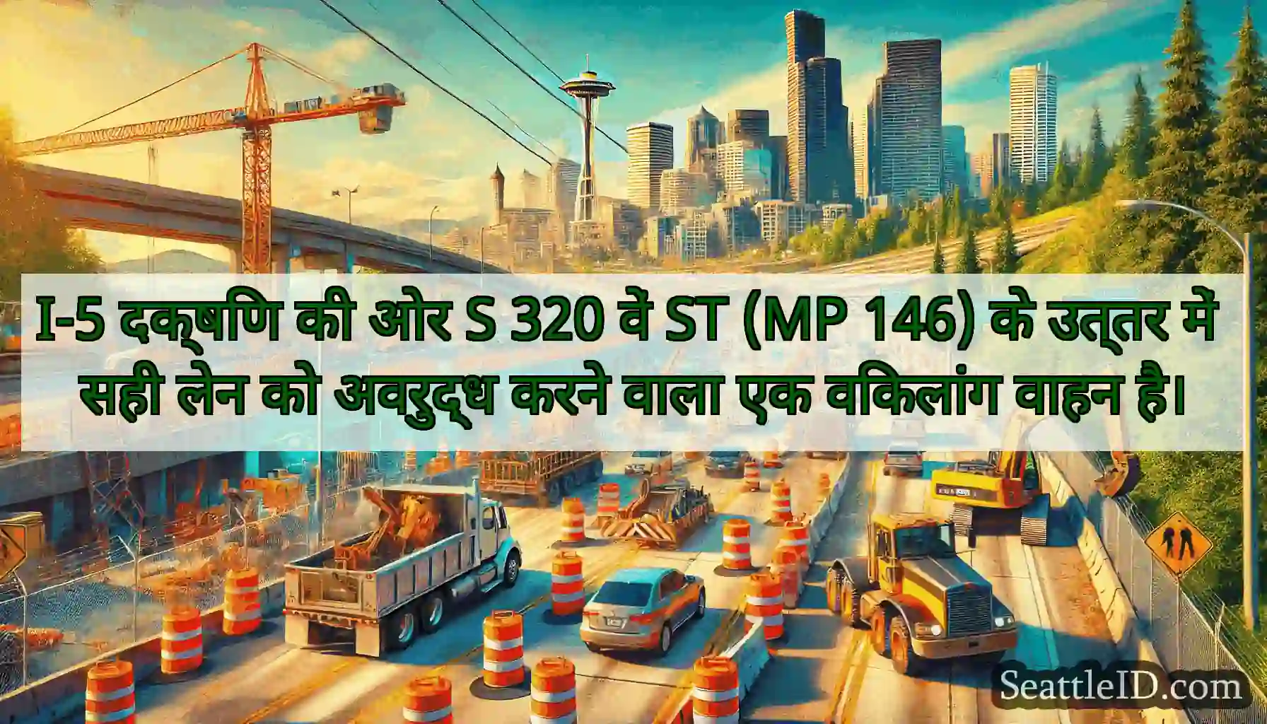 I-5 दक्षिण की ओर S 320 वें ST (MP 146) के उत्तर