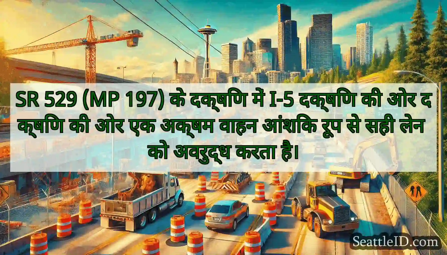 SR 529 (MP 197) के दक्षिण में I-5 दक्षिण की ओर