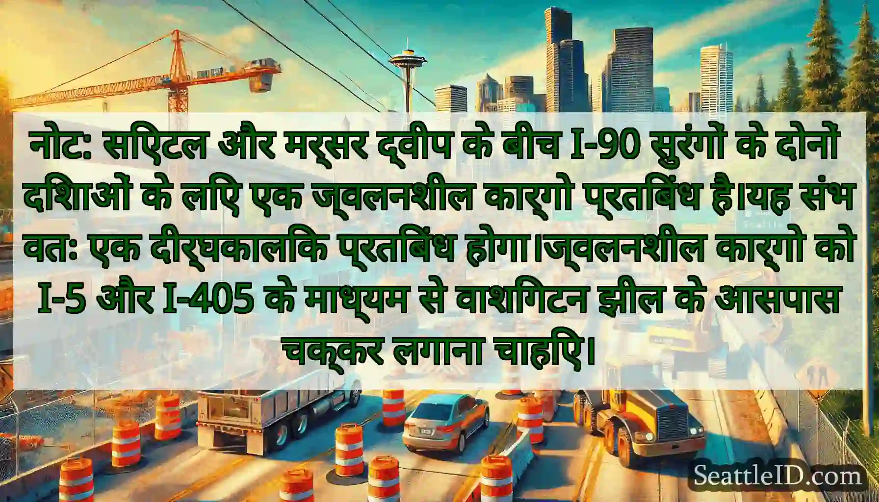 नोट: सिएटल और मर्सर द्वीप के बीच I-90 सुरंगों के