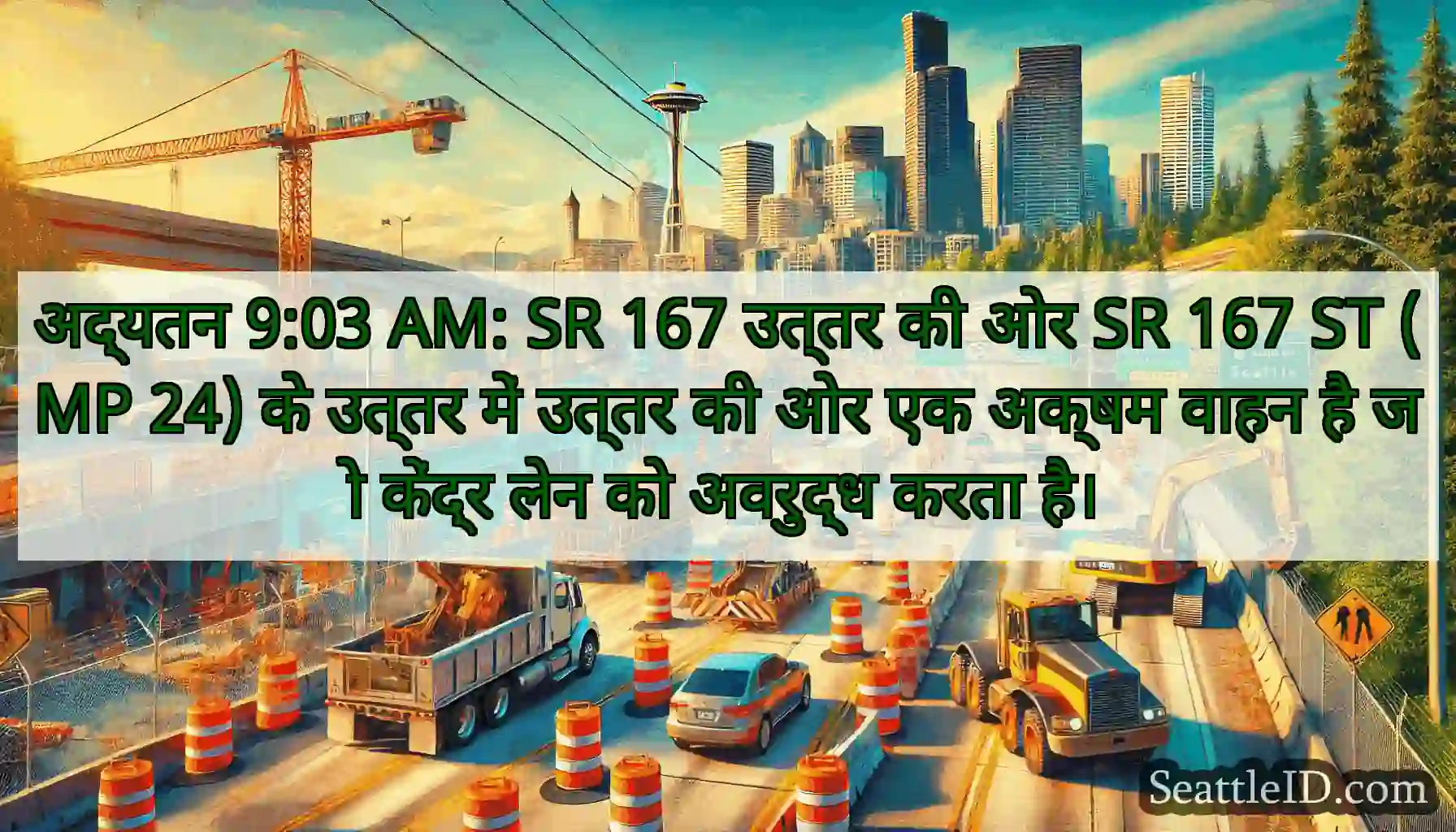 अद्यतन 9:03 AM: SR 167 उत्तर की ओर SR 167 ST (MP