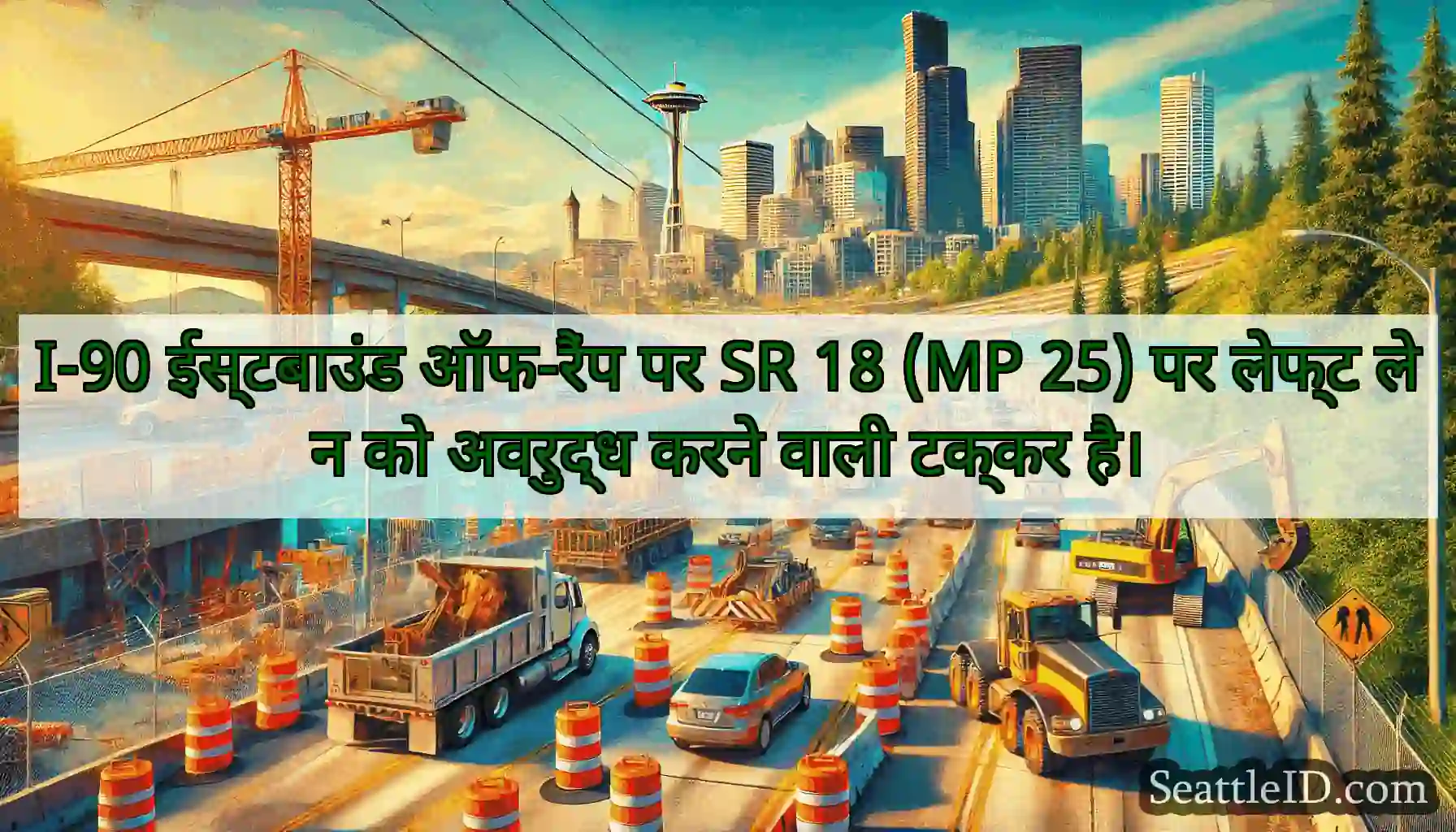 I-90 ईस्टबाउंड ऑफ-रैंप पर SR 18 (MP 25) पर लेफ्ट