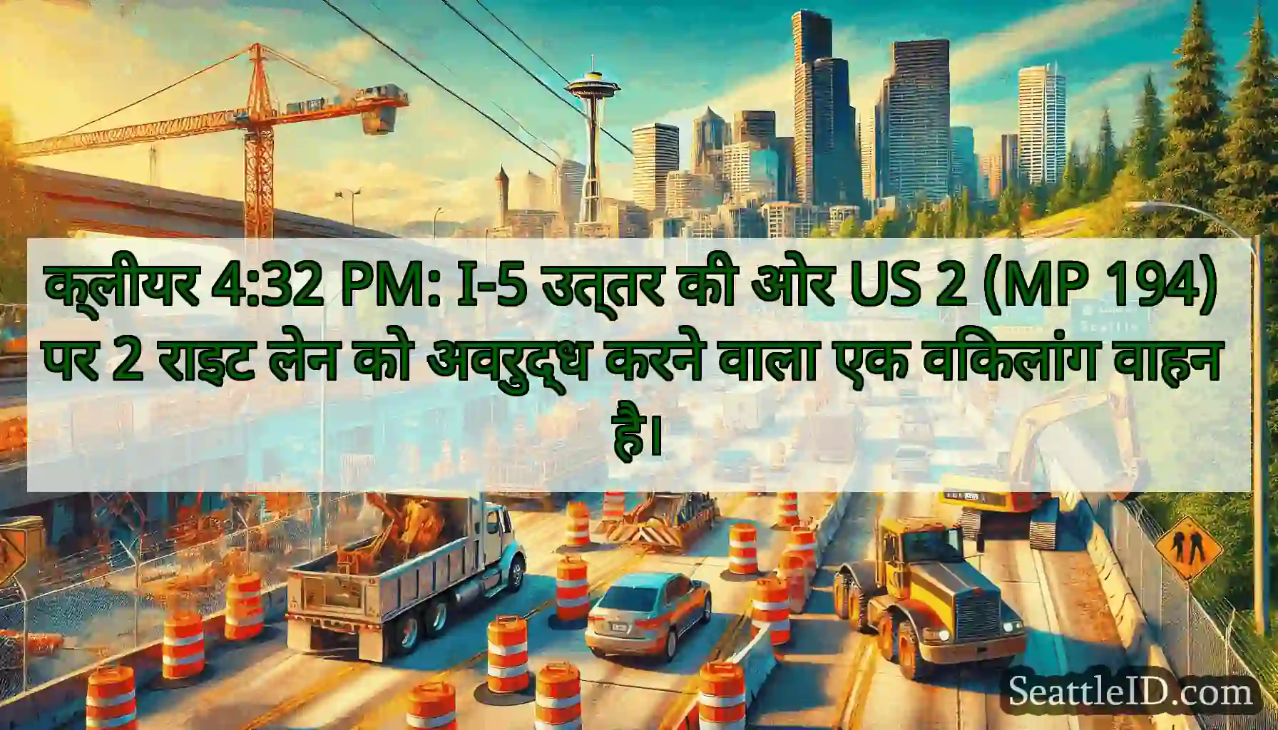 क्लीयर 4:32 PM: I-5 उत्तर की ओर US 2 (MP 194) पर