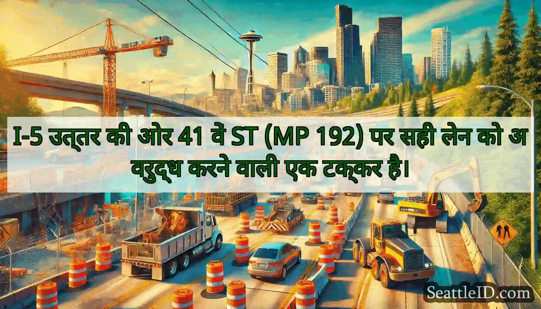 I-5 उत्तर की ओर 41 वें ST (MP 192) पर सही लेन को