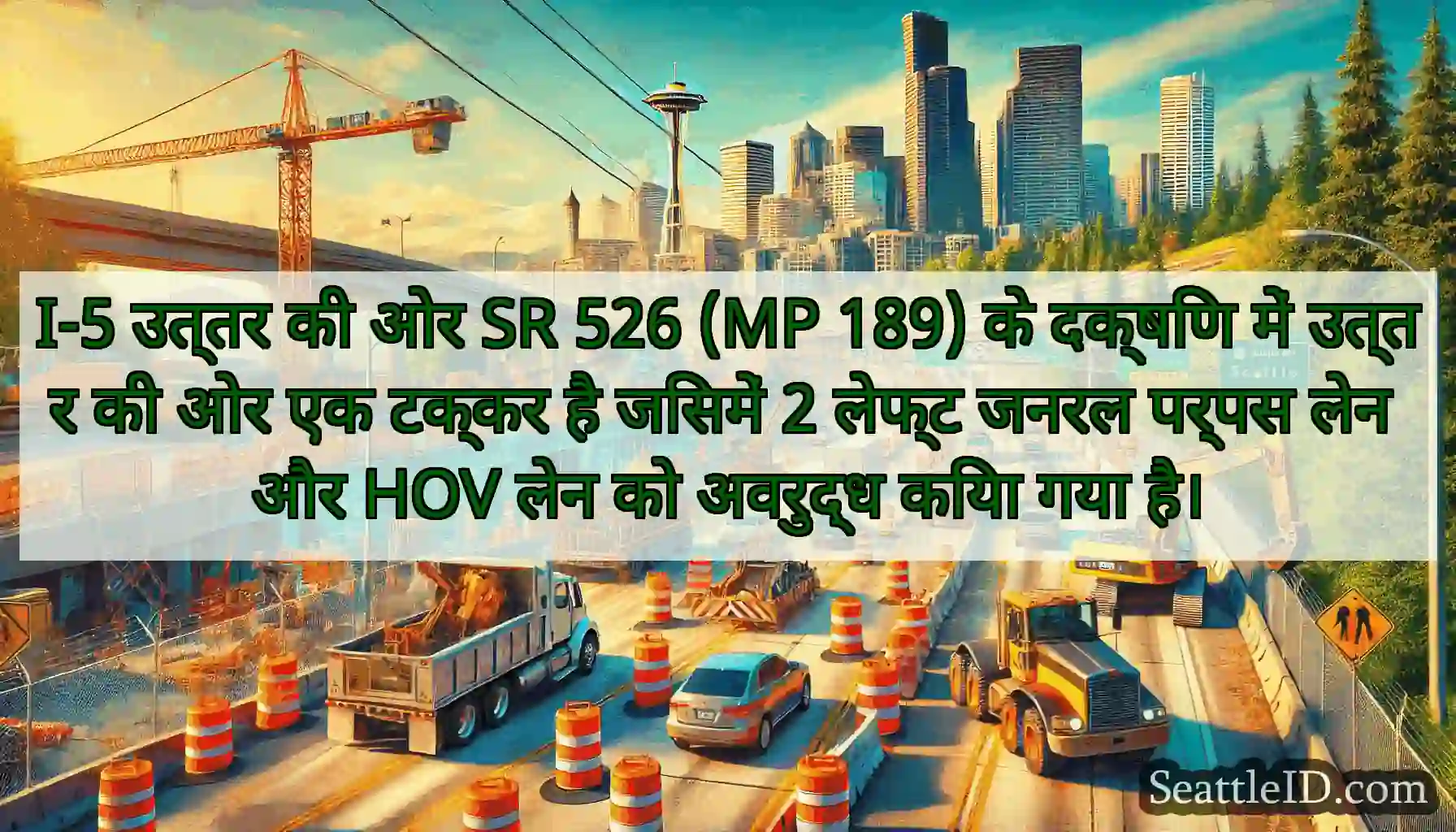 I-5 उत्तर की ओर SR 526 (MP 189) के दक्षिण में