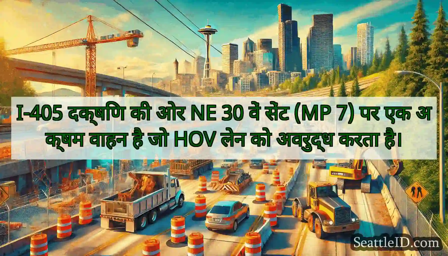 I-405 दक्षिण की ओर NE 30 वें सेंट (MP 7) पर एक
