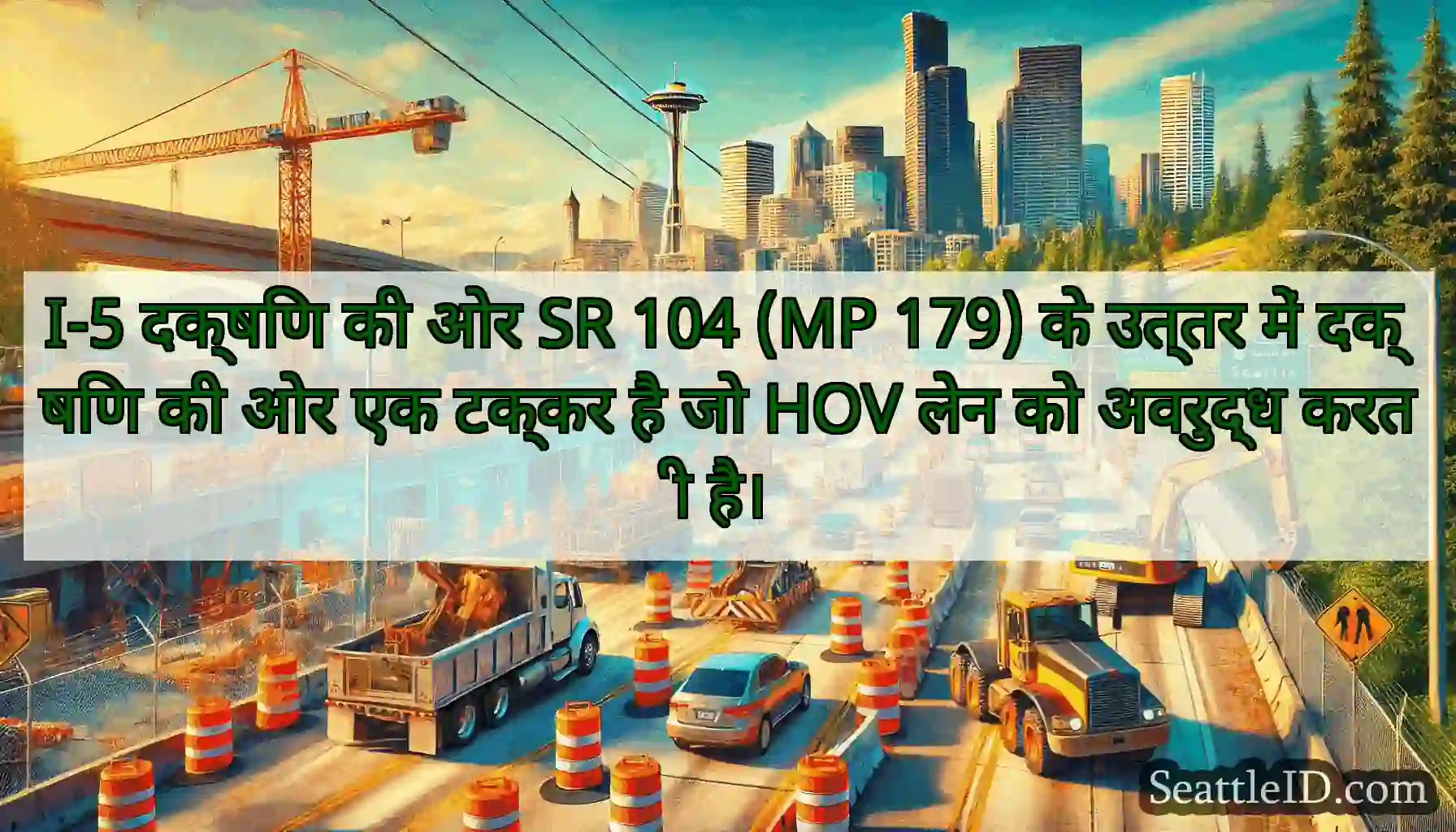 I-5 दक्षिण की ओर SR 104 (MP 179) के उत्तर में