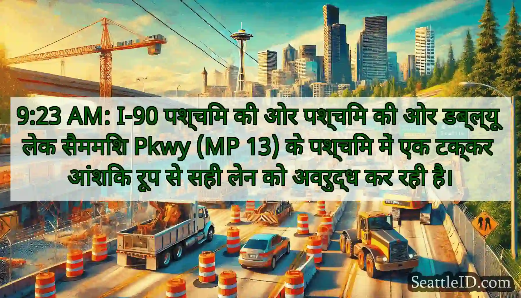 9:23 AM: I-90 पश्चिम की ओर पश्चिम की ओर डब्ल्यू