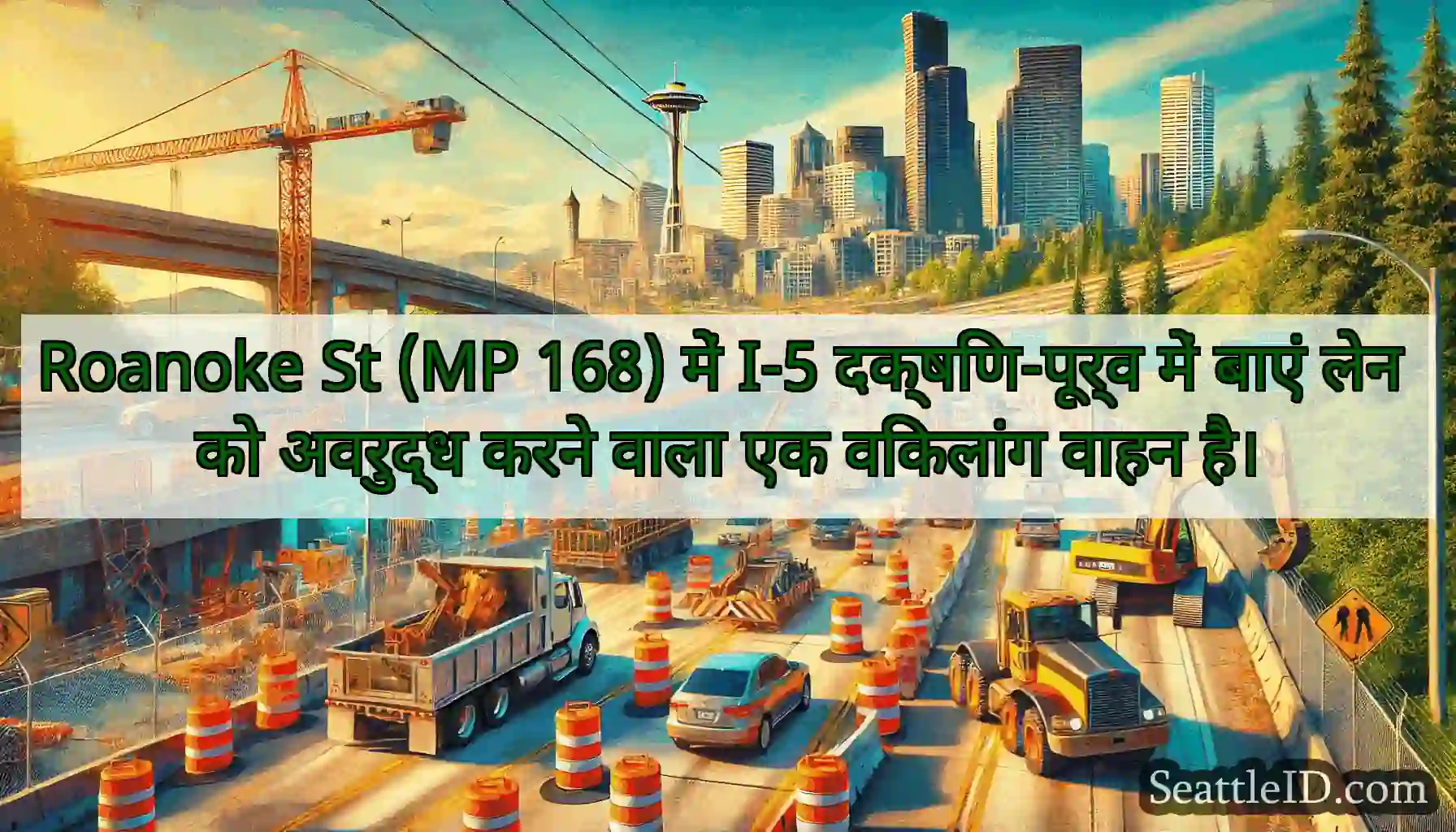 Roanoke St (MP 168) में I-5 दक्षिण-पूर्व में बाएं