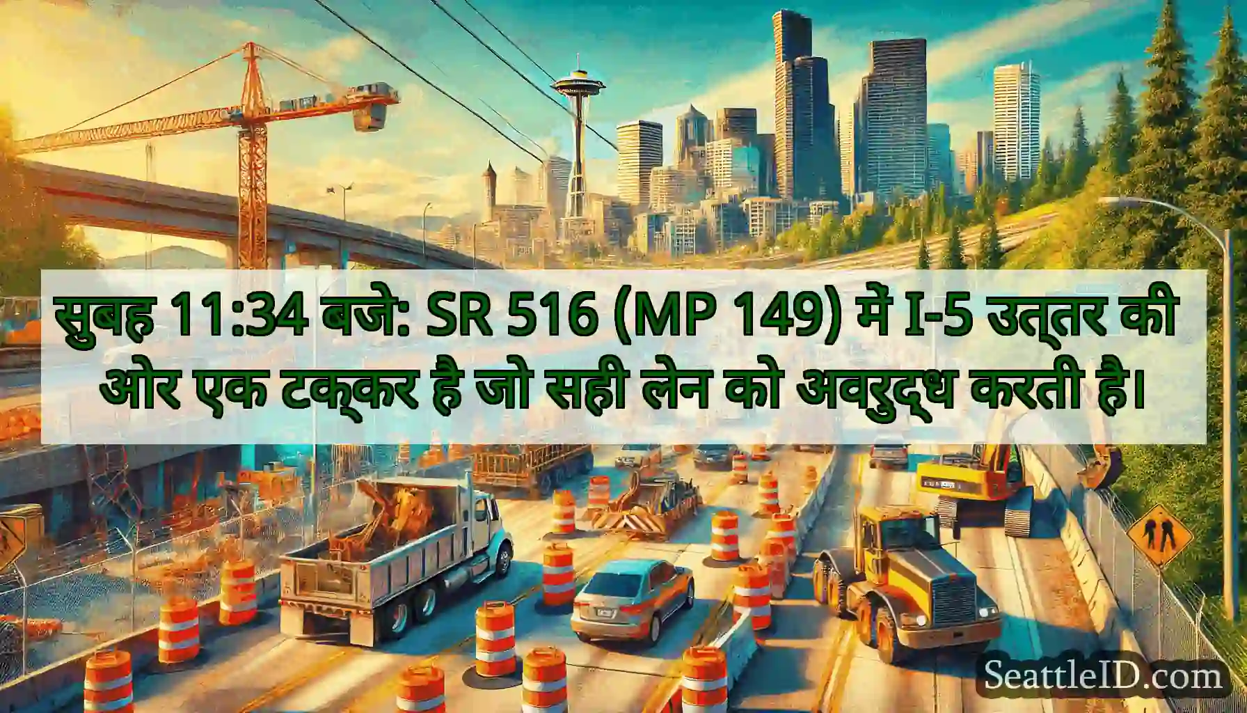 सुबह 11:34 बजे: SR 516 (MP 149) में I-5 उत्तर की