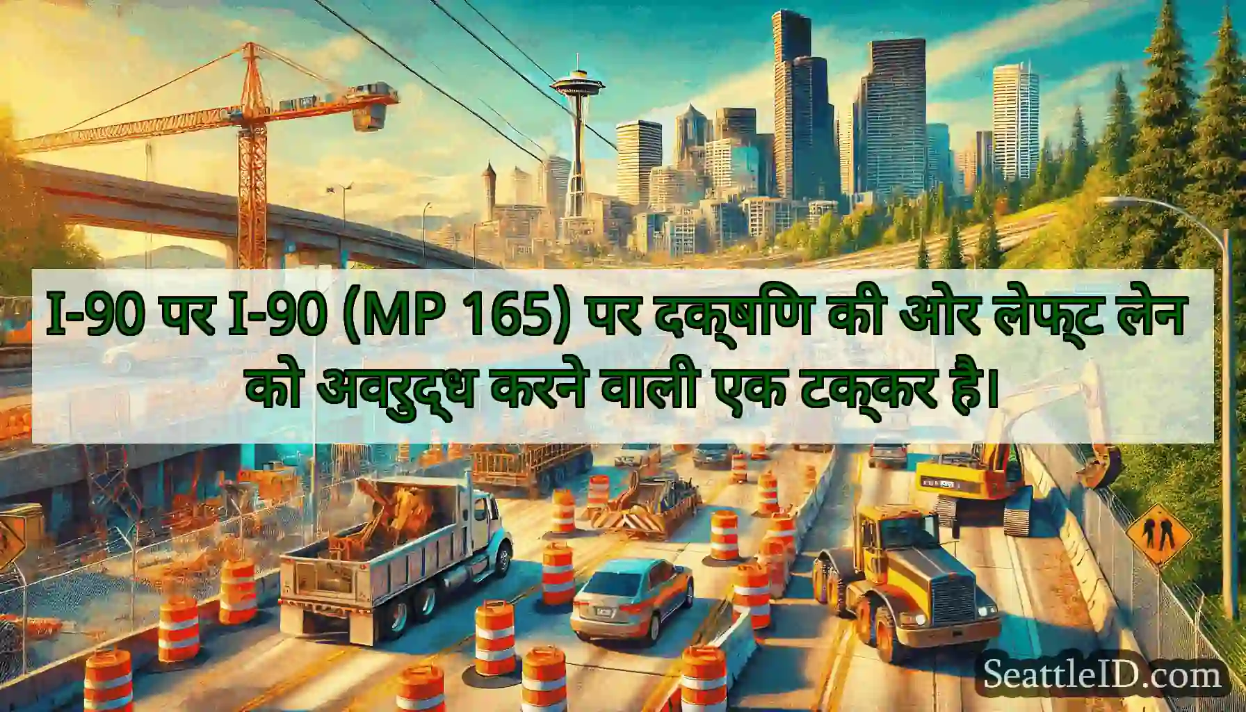 I-90 पर I-90 (MP 165) पर दक्षिण की ओर लेफ्ट लेन