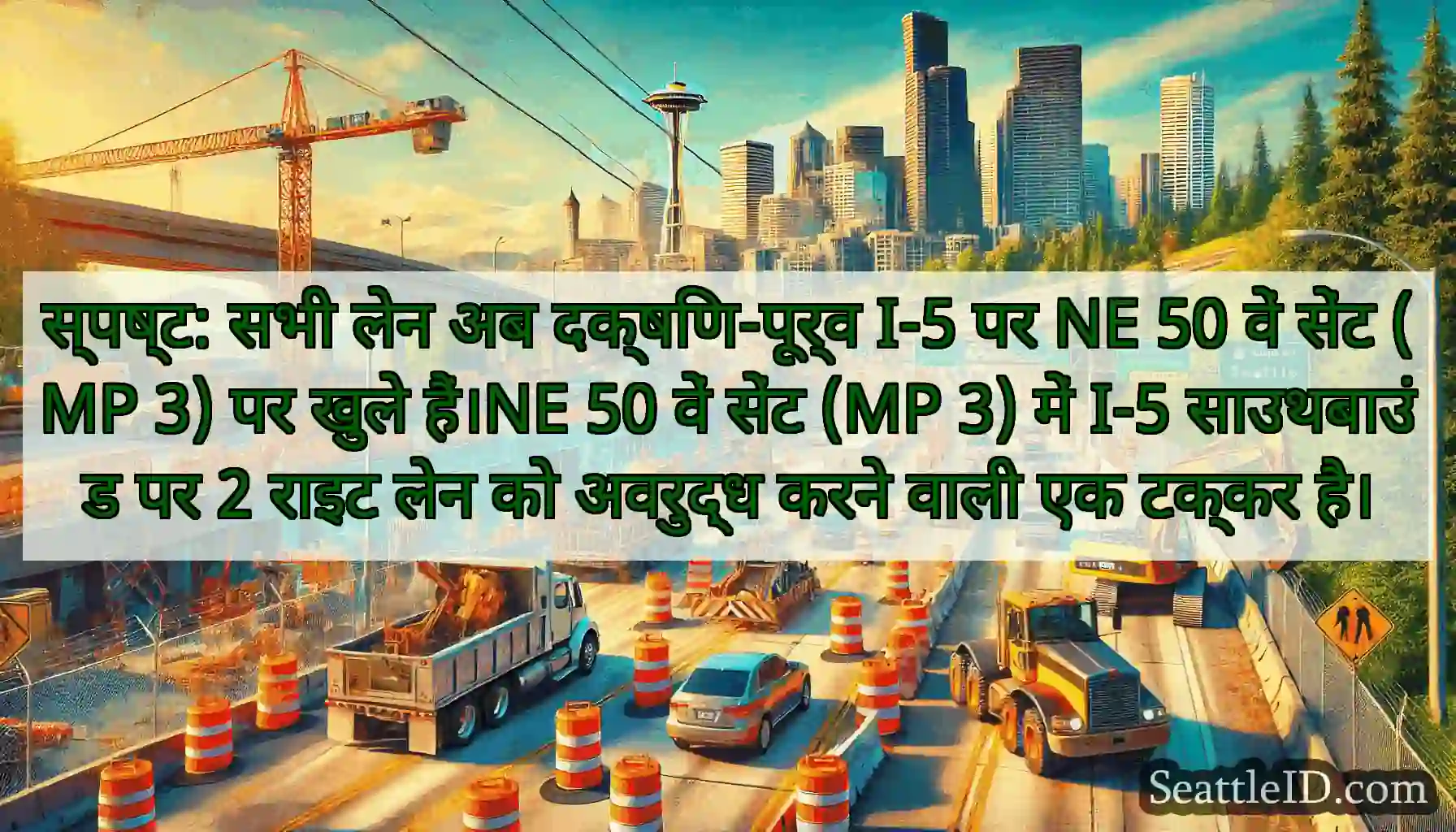 स्पष्ट: सभी लेन अब दक्षिण-पूर्व I-5 पर NE 50 वें
