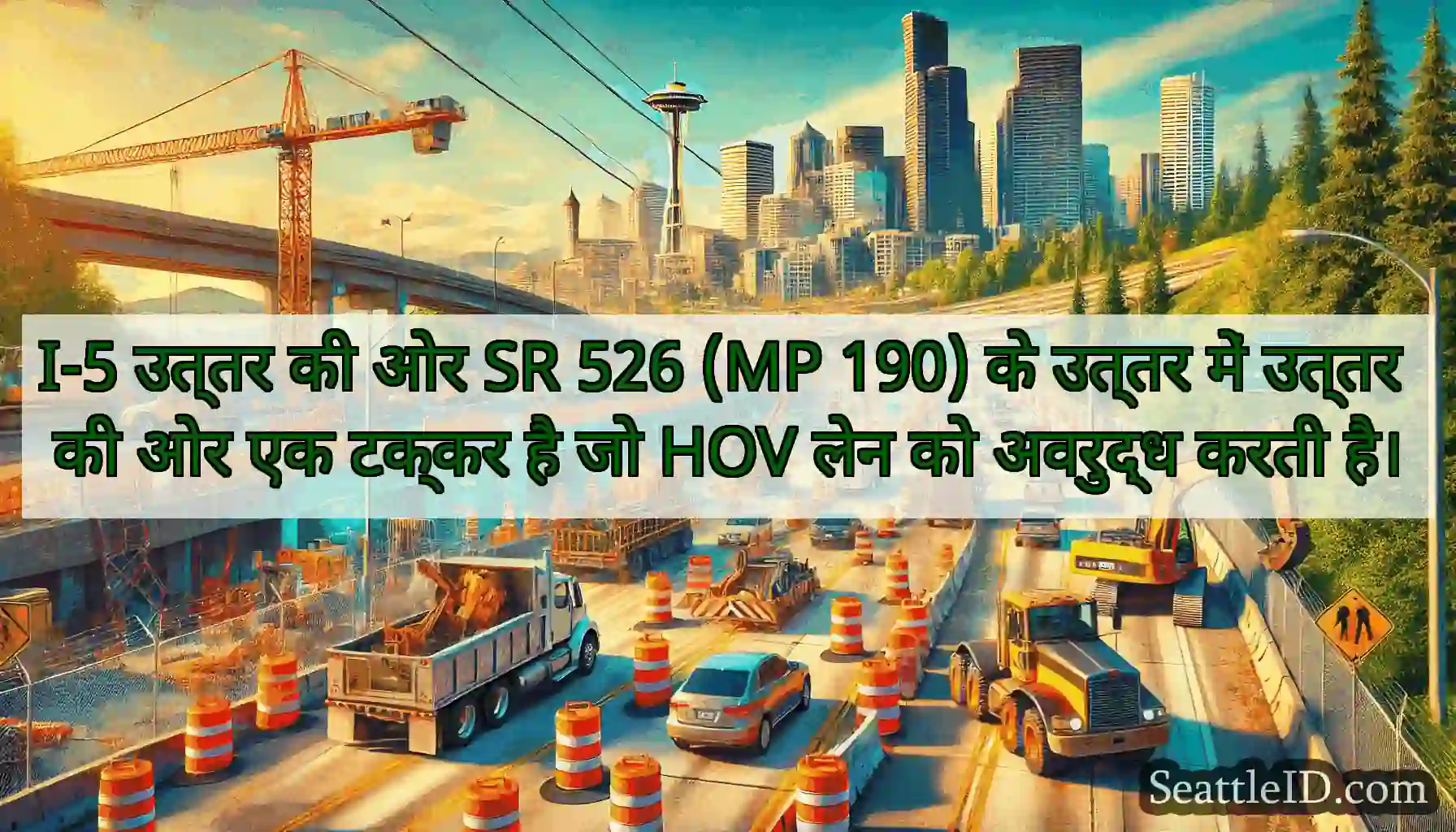I-5 उत्तर की ओर SR 526 (MP 190) के उत्तर में