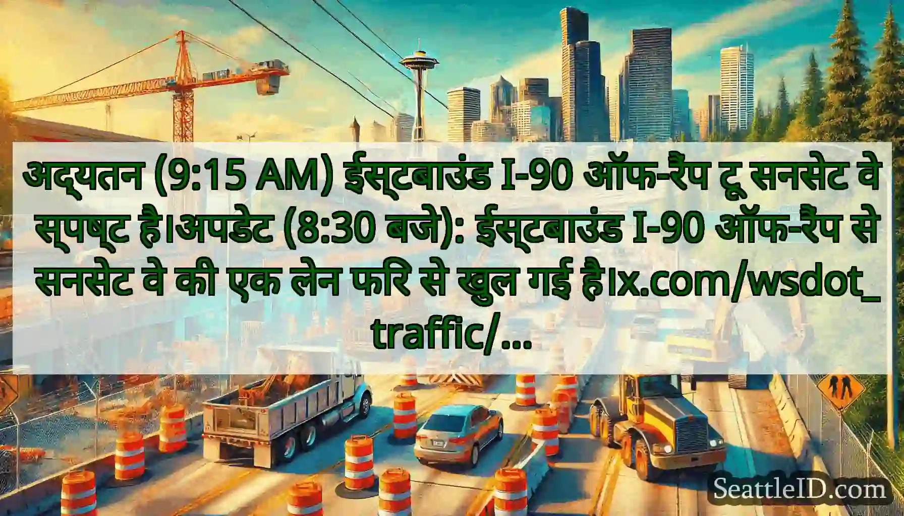 अद्यतन (9:15 AM) ईस्टबाउंड I-90 ऑफ-रैंप टू सनसेट