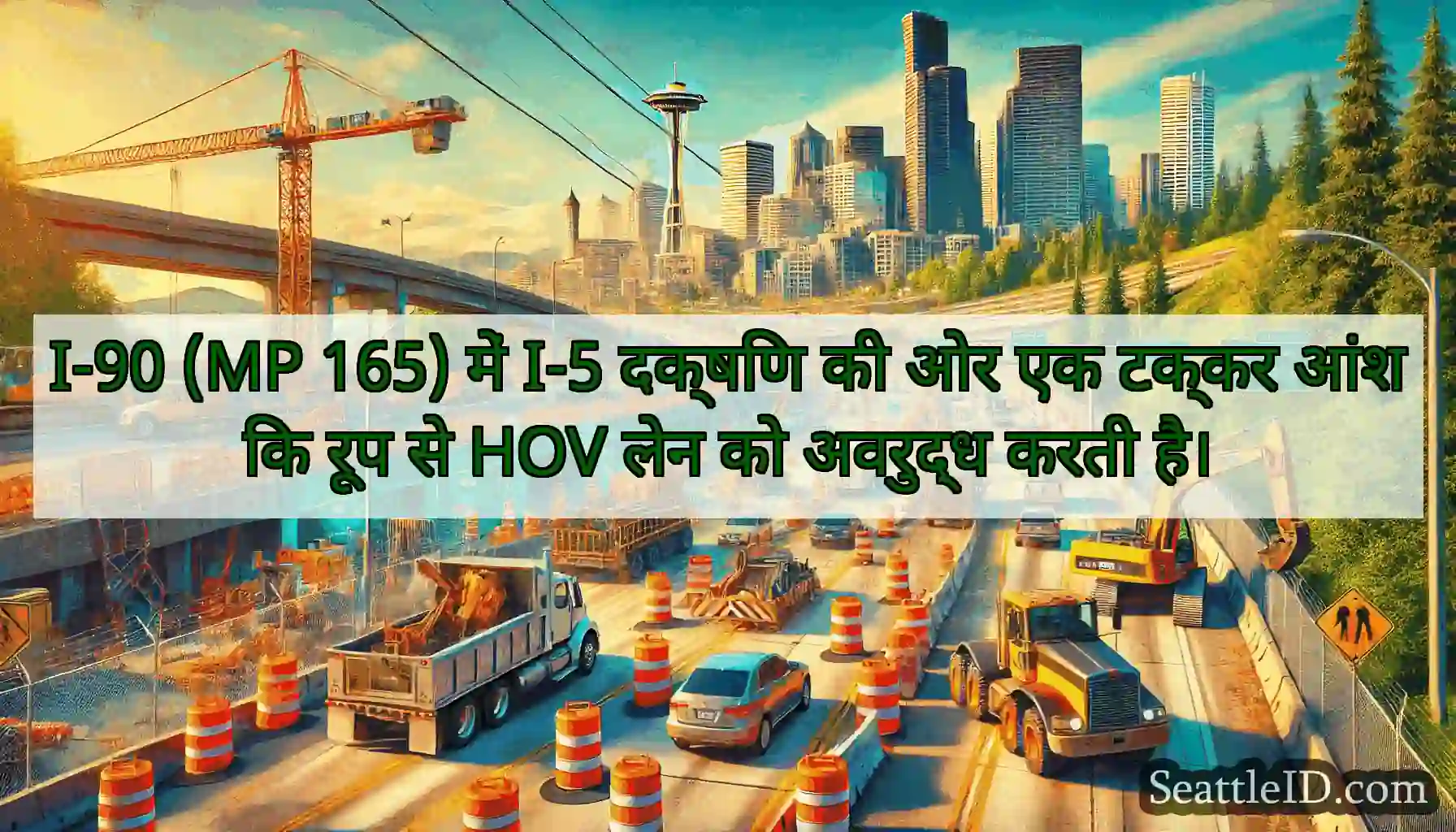 I-90 (MP 165) में I-5 दक्षिण की ओर एक टक्कर आंशिक