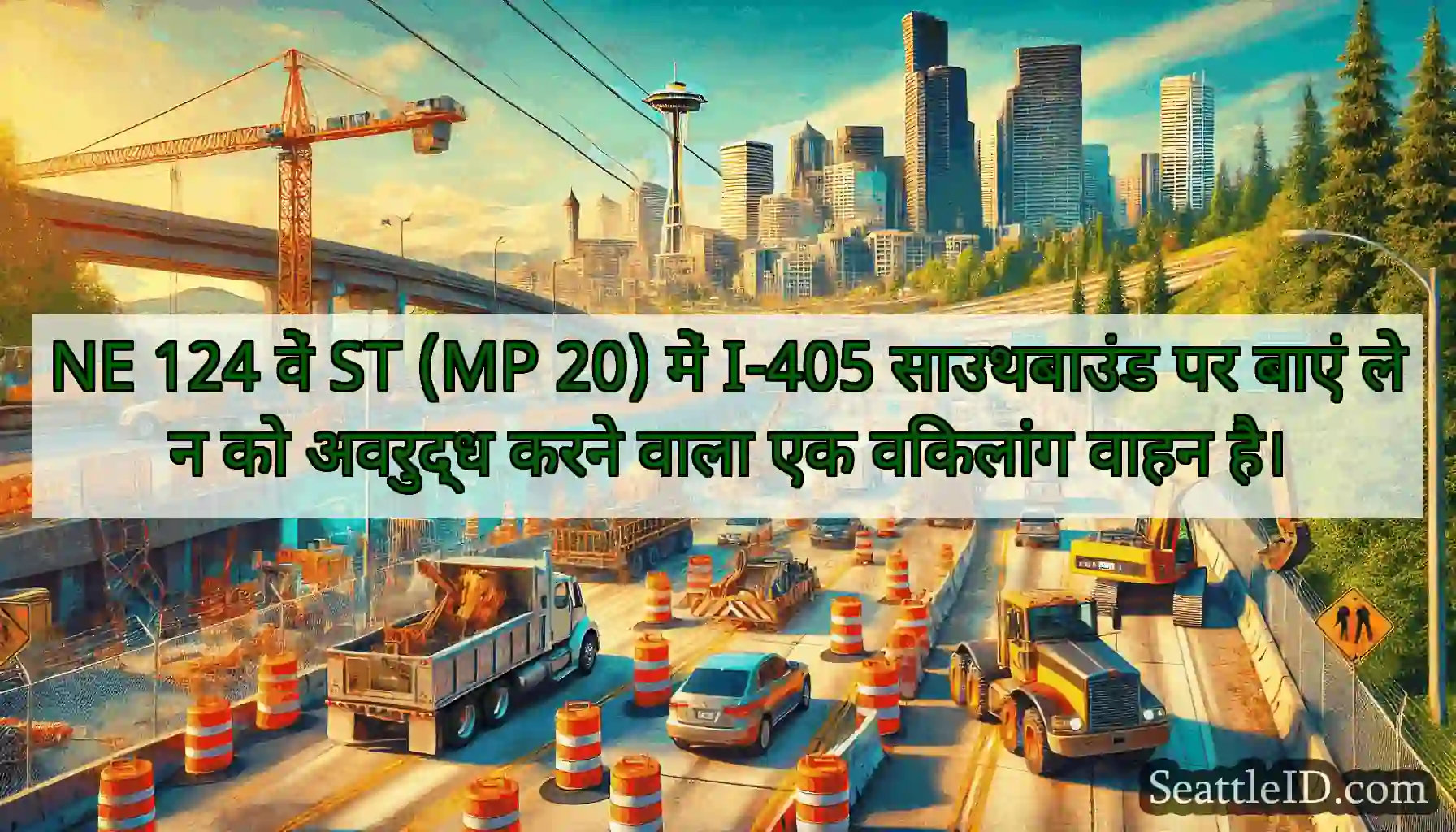 NE 124 वें ST (MP 20) में I-405 साउथबाउंड पर बाएं