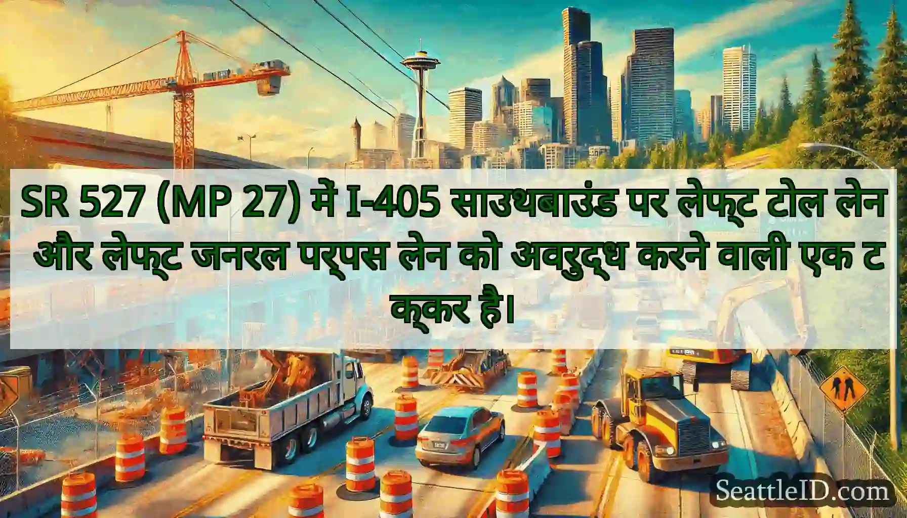 SR 527 (MP 27) में I-405 साउथबाउंड पर लेफ्ट टोल