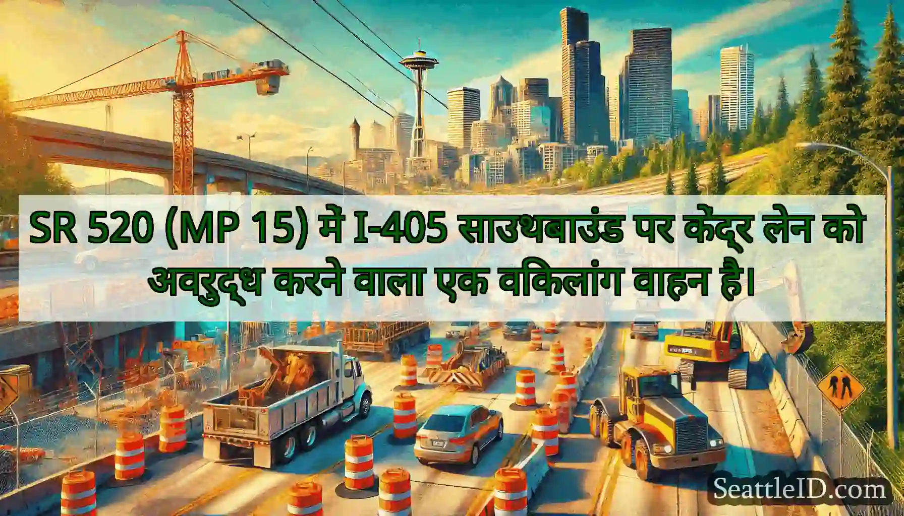 SR 520 (MP 15) में I-405 साउथबाउंड पर केंद्र लेन
