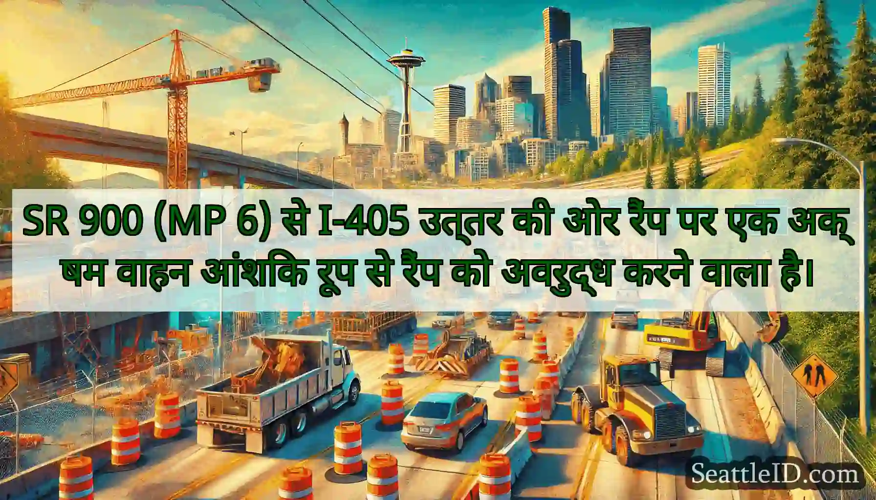 SR 900 (MP 6) से I-405 उत्तर की ओर रैंप पर एक