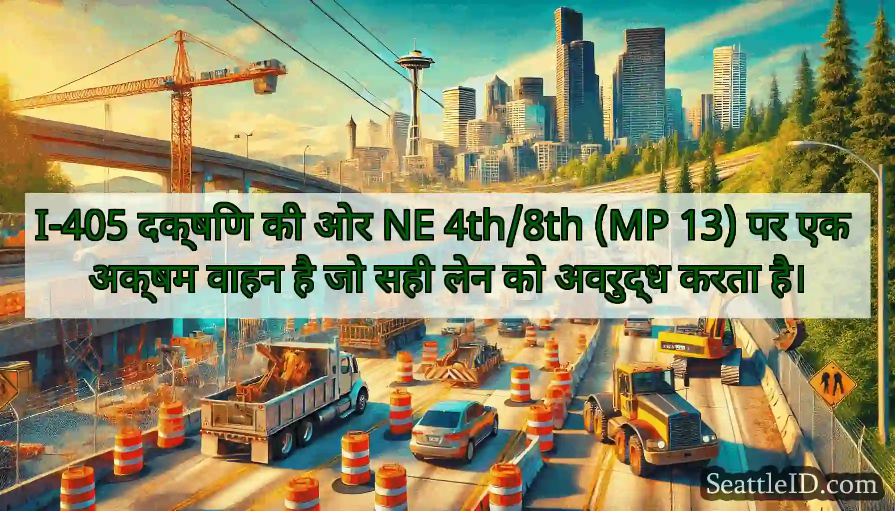 I-405 दक्षिण की ओर NE 4th/8th (MP 13) पर एक अक्षम