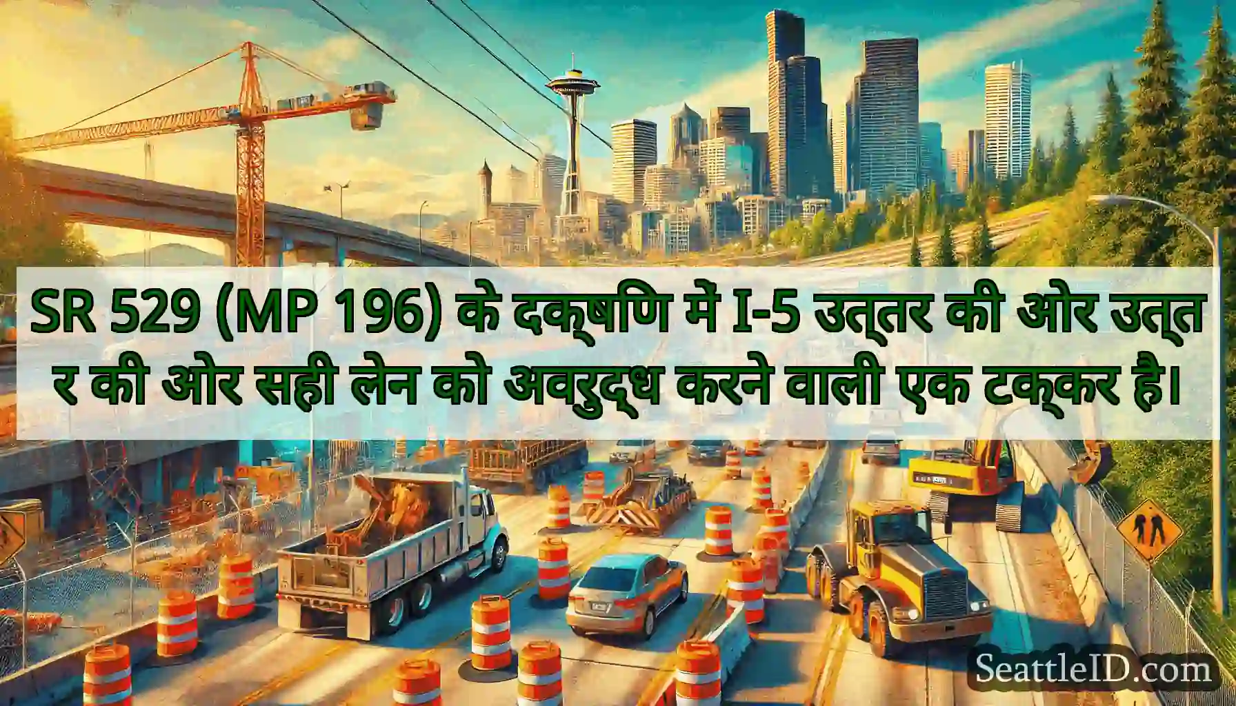 SR 529 (MP 196) के दक्षिण में I-5 उत्तर की ओर
