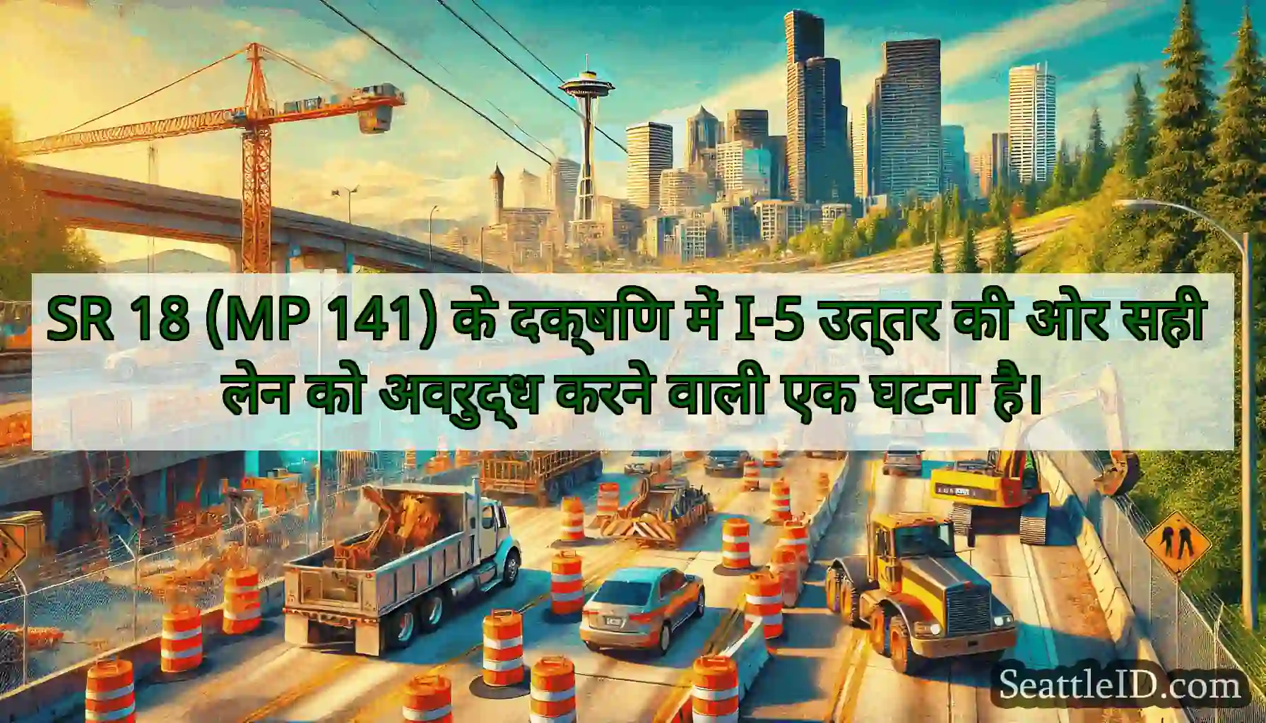 SR 18 (MP 141) के दक्षिण में I-5 उत्तर की ओर सही
