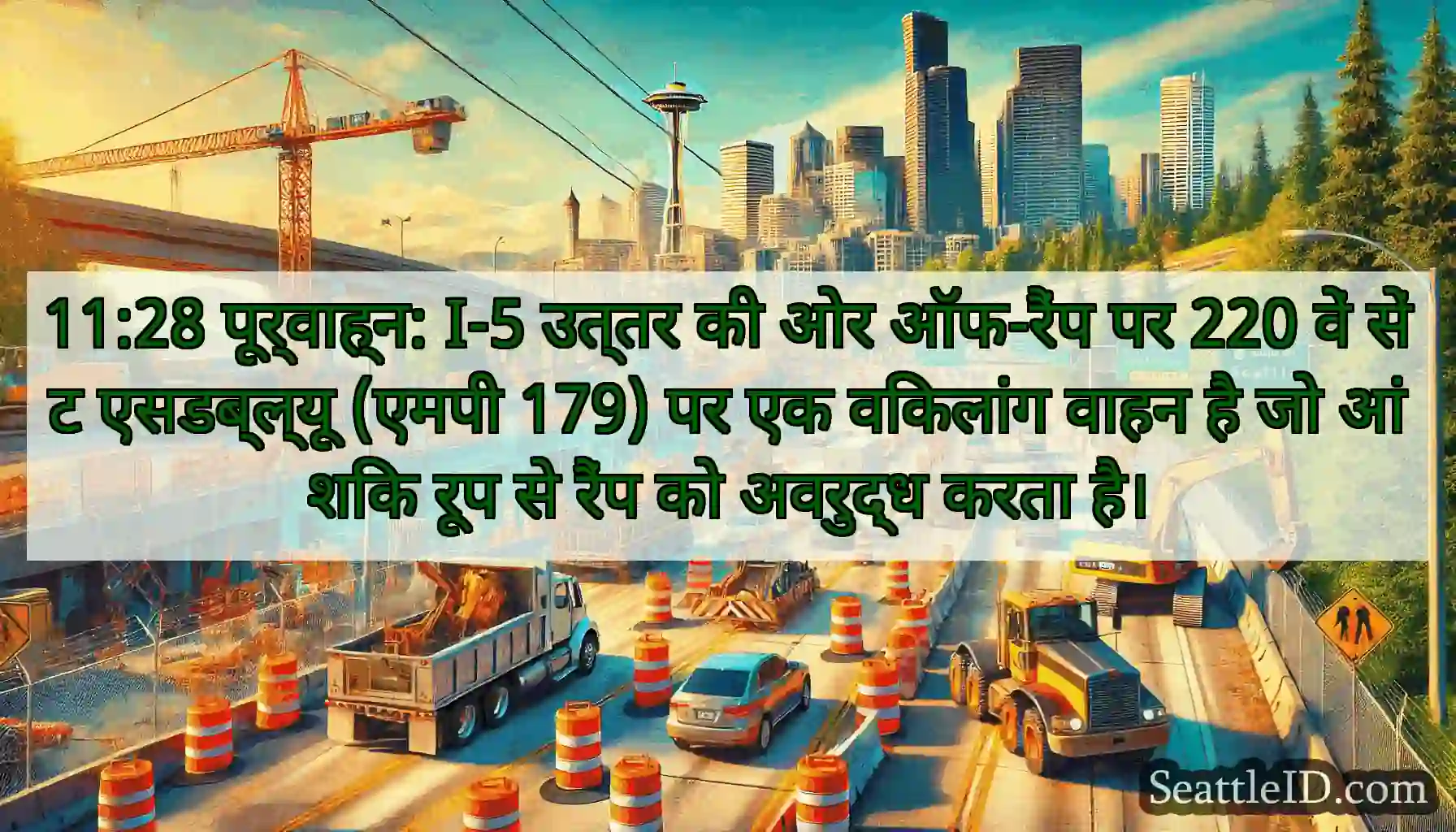 11:28 पूर्वाह्न: I-5 उत्तर की ओर ऑफ-रैंप पर 220