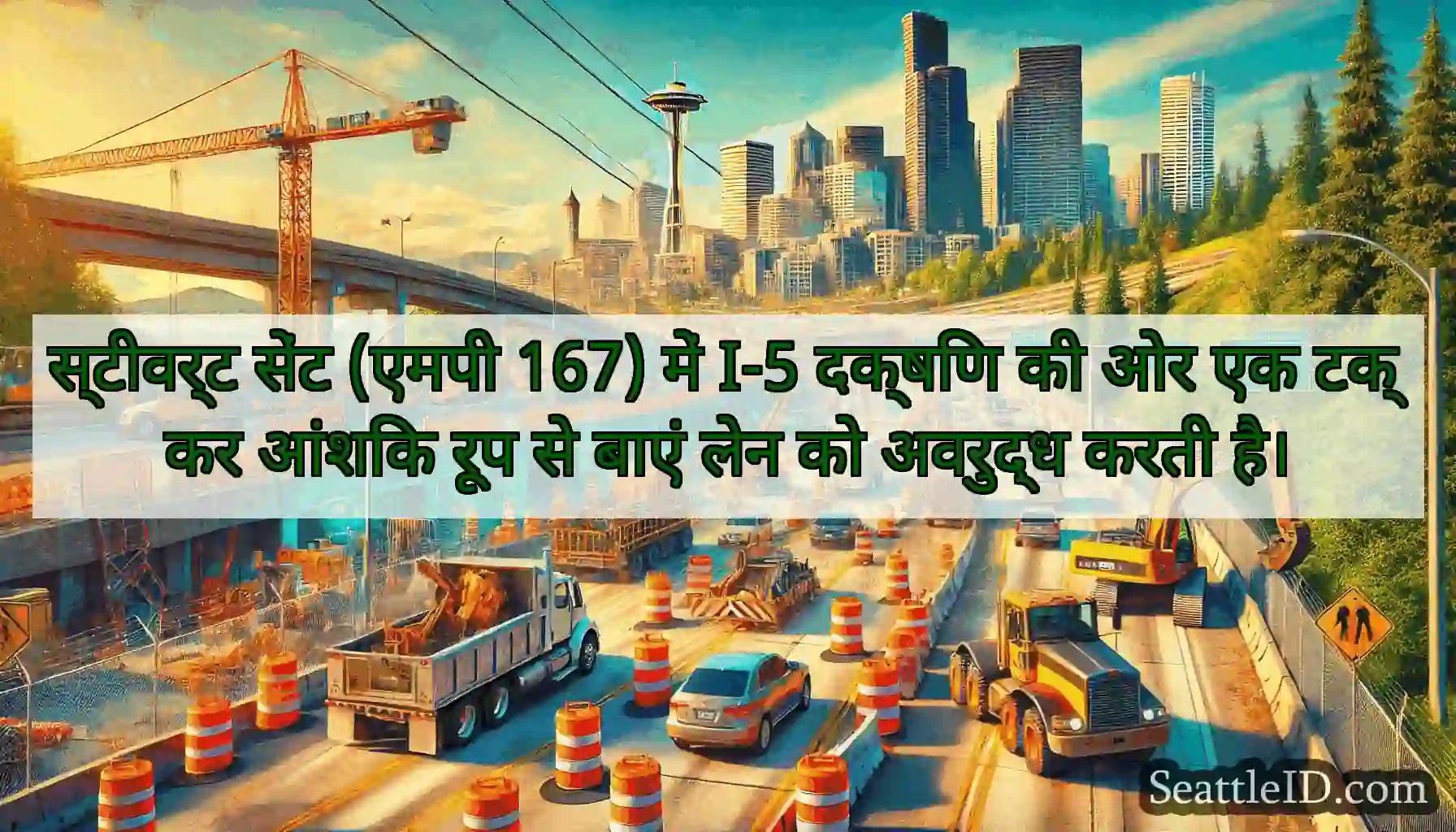 स्टीवर्ट सेंट (एमपी 167) में I-5 दक्षिण की ओर एक