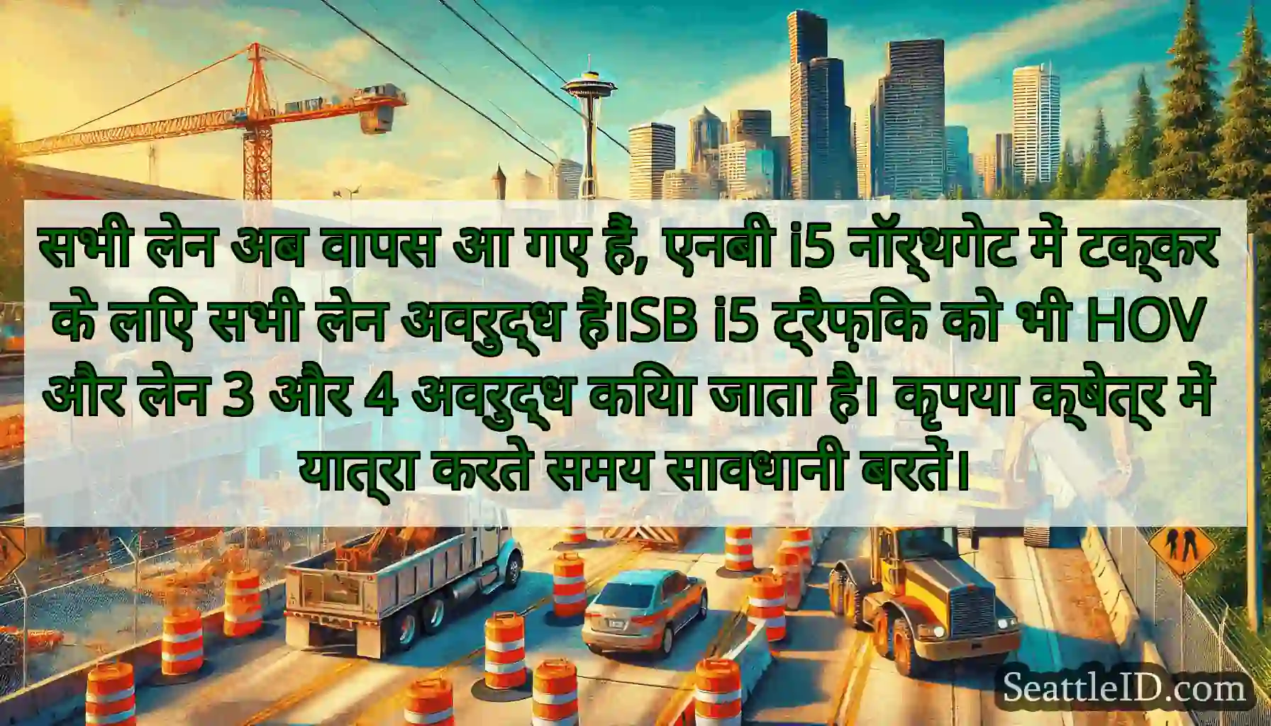 सभी लेन अब वापस आ गए हैं, एनबी i5 नॉर्थगेट में