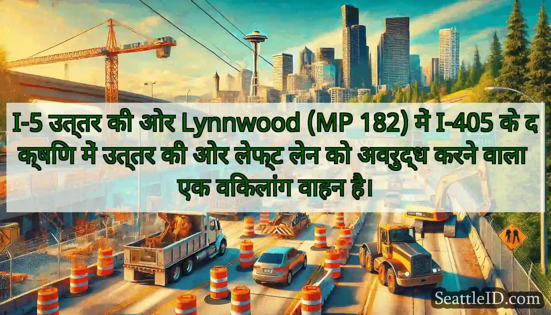 I-5 उत्तर की ओर Lynnwood (MP 182) में I-405 के
