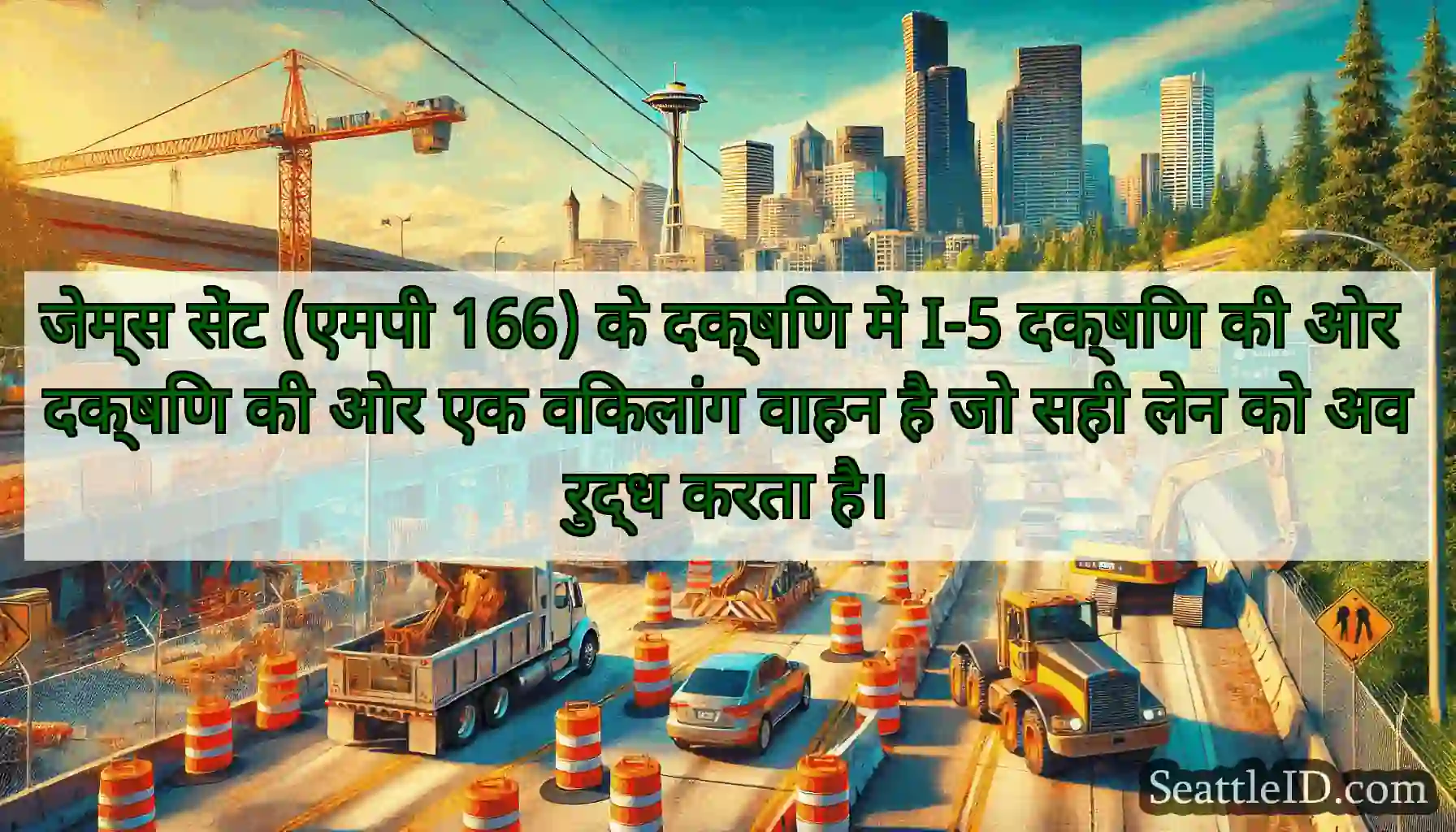 जेम्स सेंट (एमपी 166) के दक्षिण में I-5 दक्षिण की