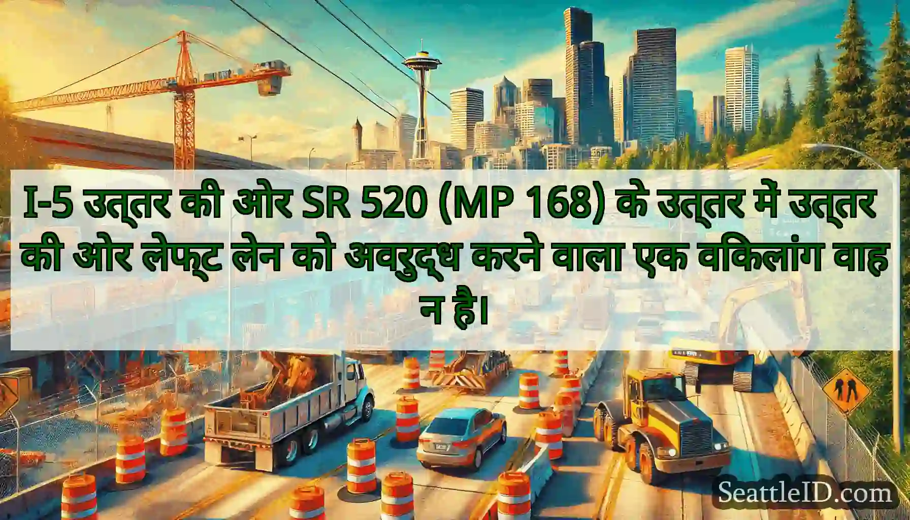 I-5 उत्तर की ओर SR 520 (MP 168) के उत्तर में