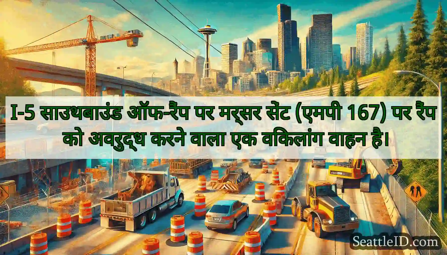 I-5 साउथबाउंड ऑफ-रैंप पर मर्सर सेंट (एमपी 167) पर