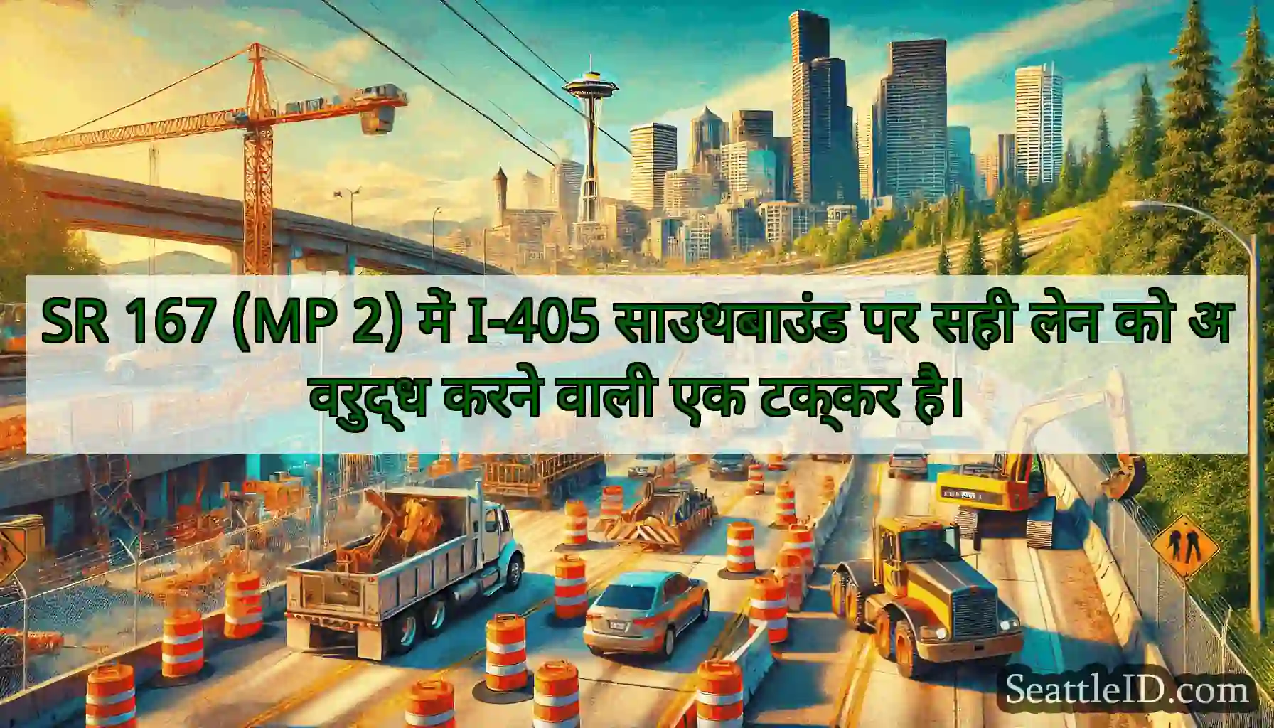 SR 167 (MP 2) में I-405 साउथबाउंड पर सही लेन को